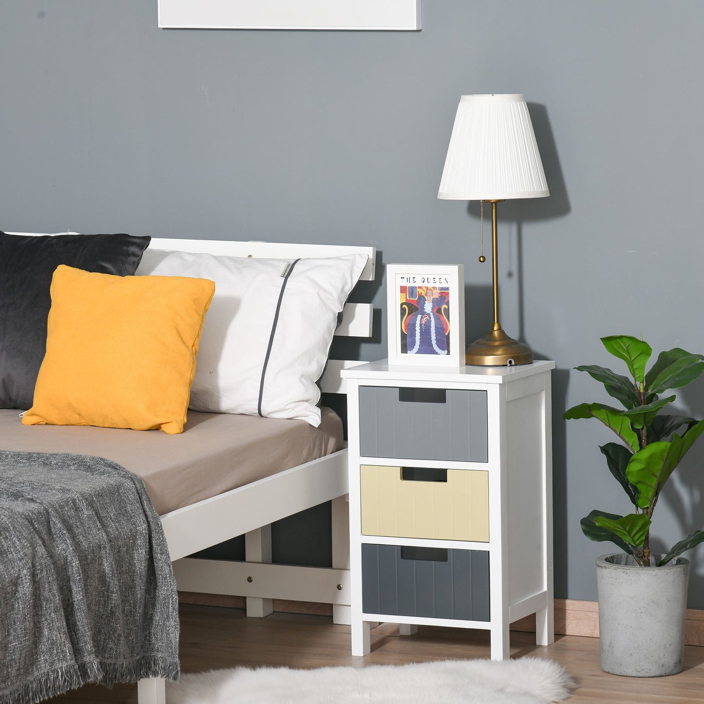 HOMCOM Chest of Drawers Storage Side Cabinet w/ 3 Detachable Drawers Home Furniture