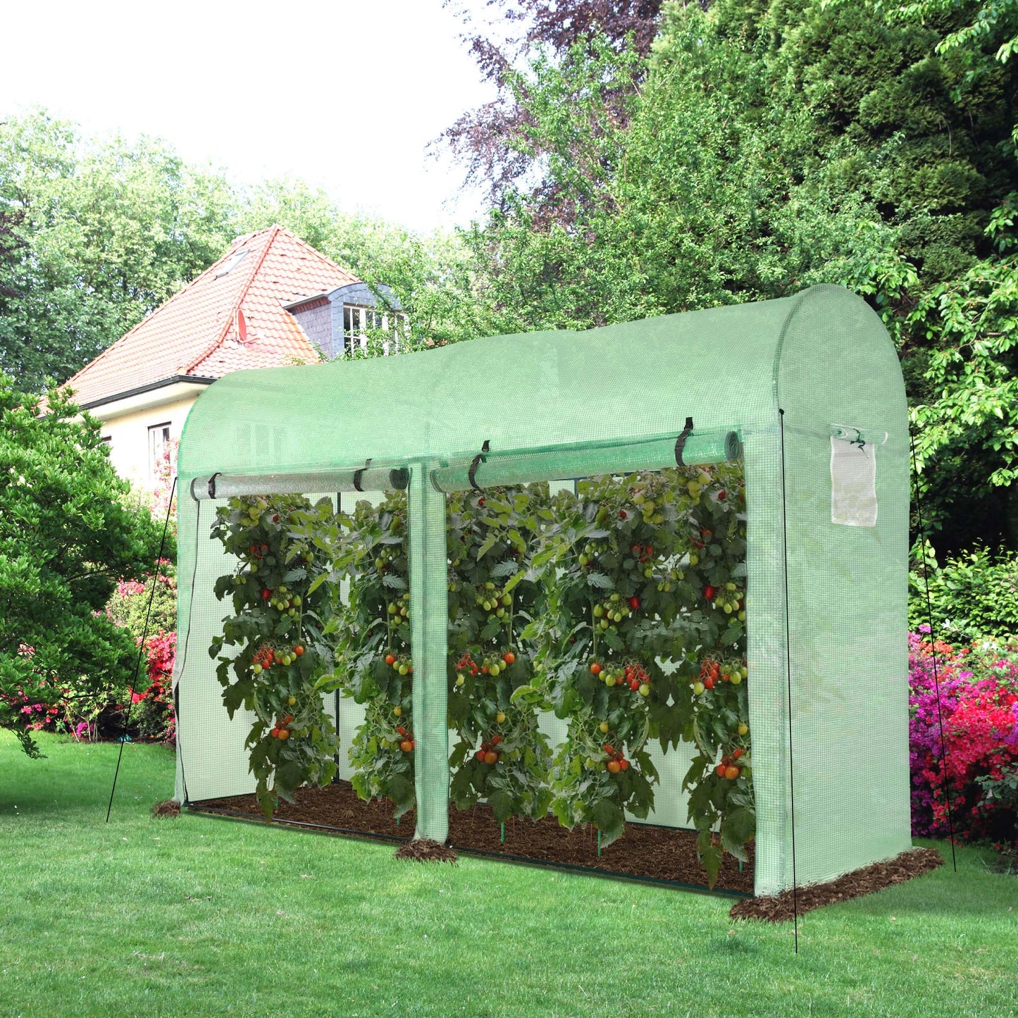 Outsunny Greenhouse with Double Doors and 4 Windows Outdoor Green 3 x 1 x 2m