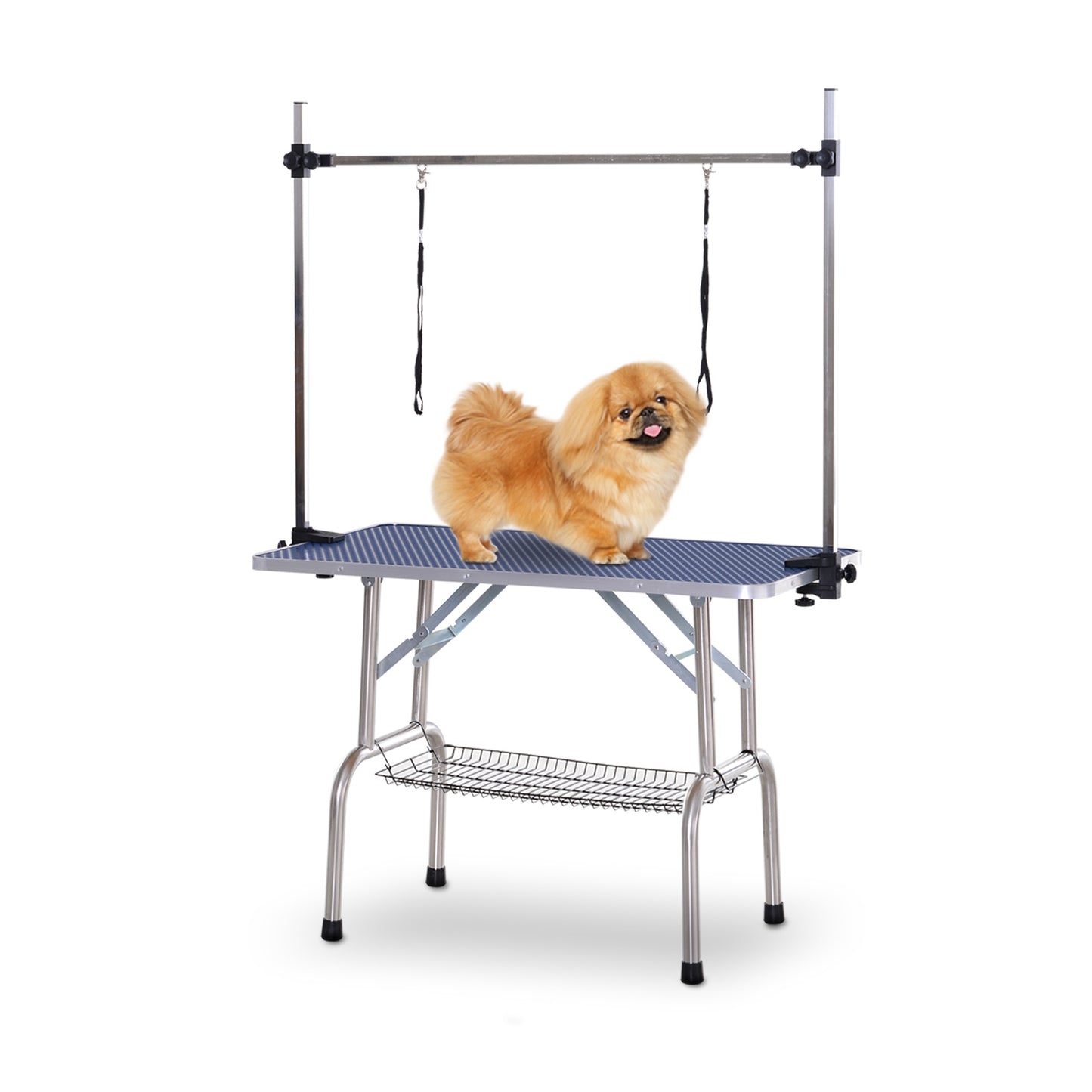 PawHut Dogs Adjustable Height Rubber Top Dog Grooming Table Blue