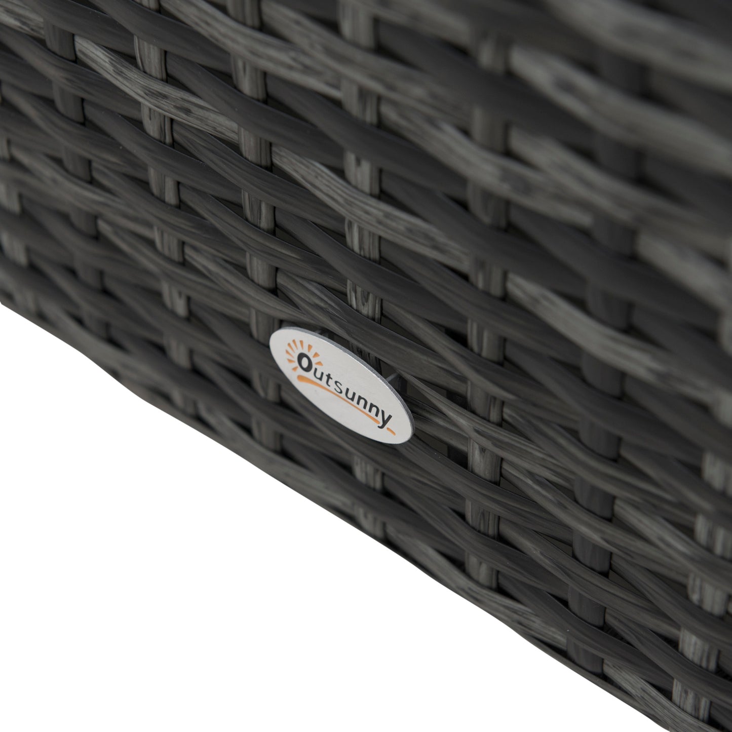 Outsunny 4-Seater Rattan Sofa Set Wicker Steel Garden Rattan Furniture Patio Grey 4PC Outdoor Coffee Table