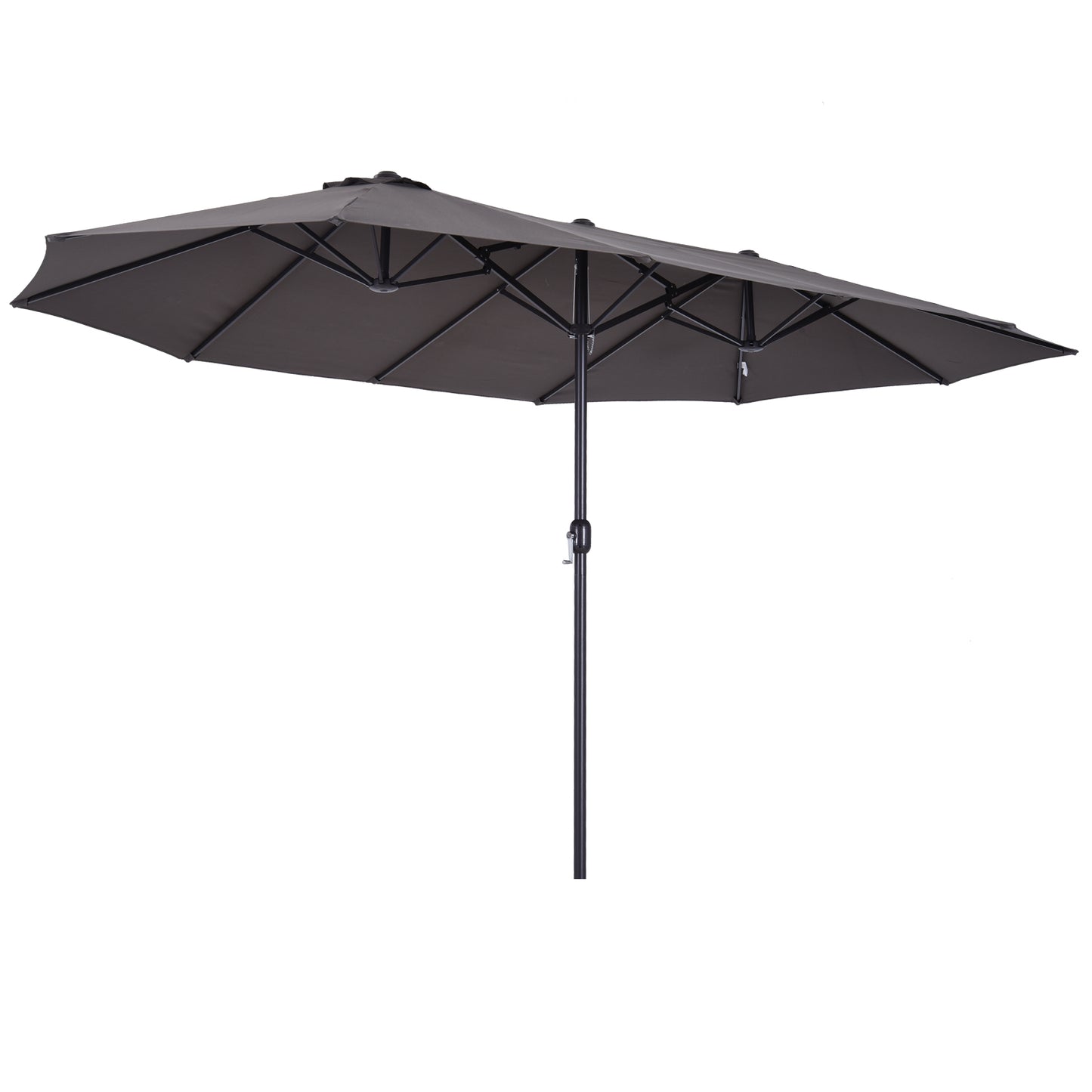Outsunny 4.6m Garden Parasol Double-Sided Sun Umbrella Patio Market Shelter Canopy Shade Outdoor Grey