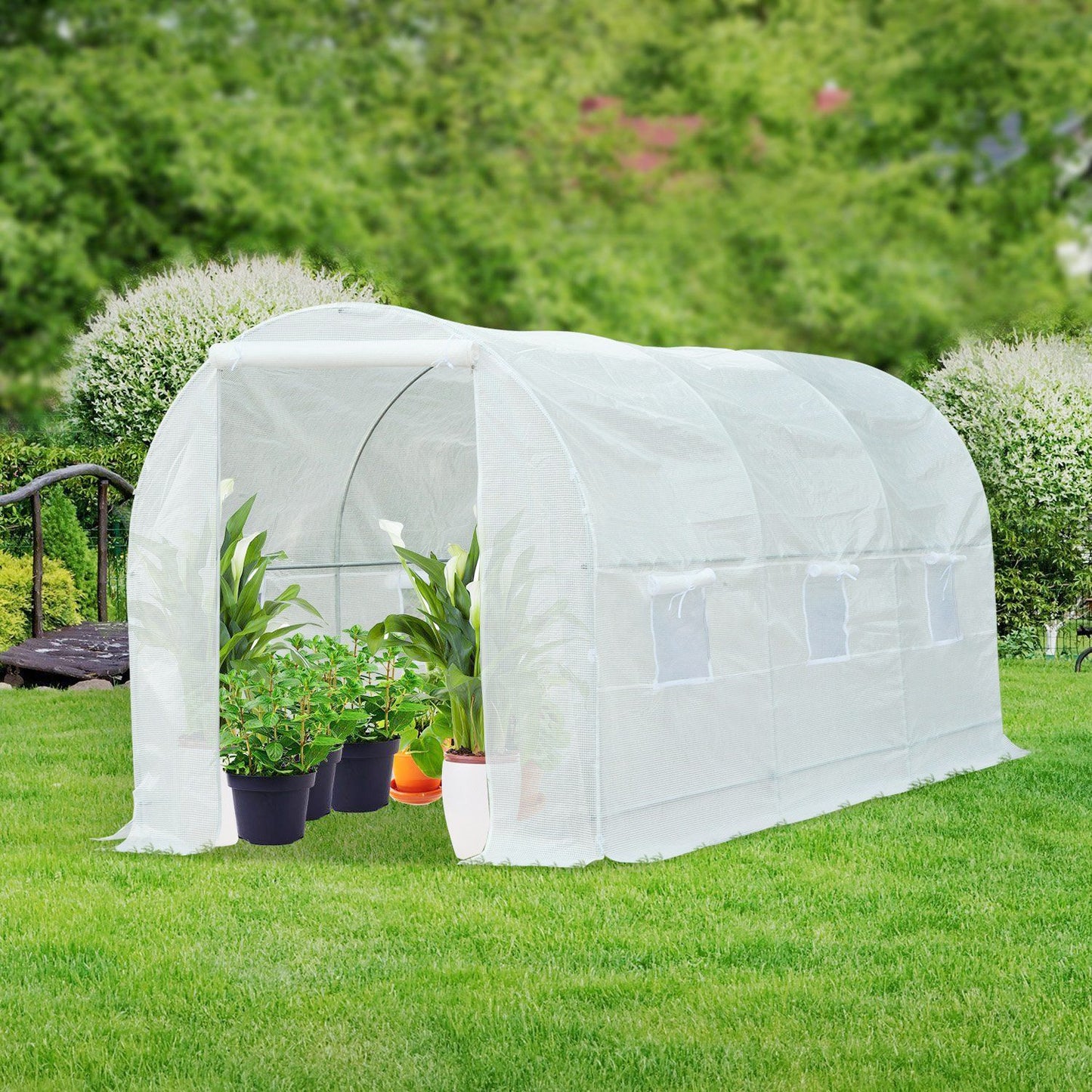 Outsunny 4.5Lx2Wx2H m Walk-in Greenhouse-White