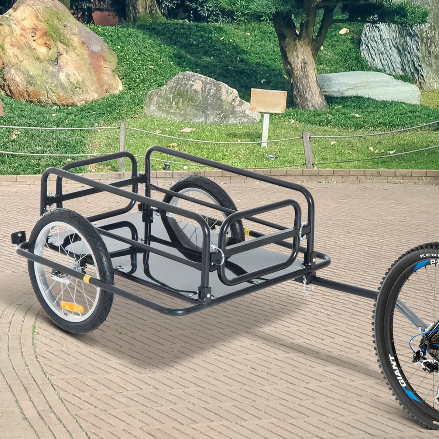 HOMCOM Bike Cargo Trailer in Steel Frame-Black