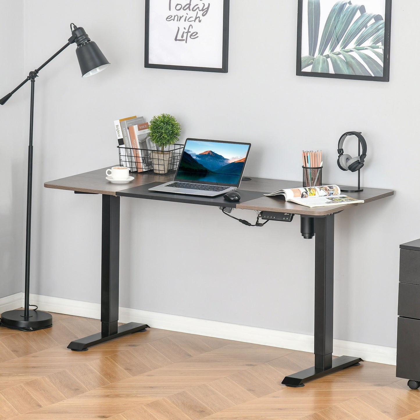 Vinsetto Height Adjustable Electric Standing Desk Stand Up Desk for Home Office Black