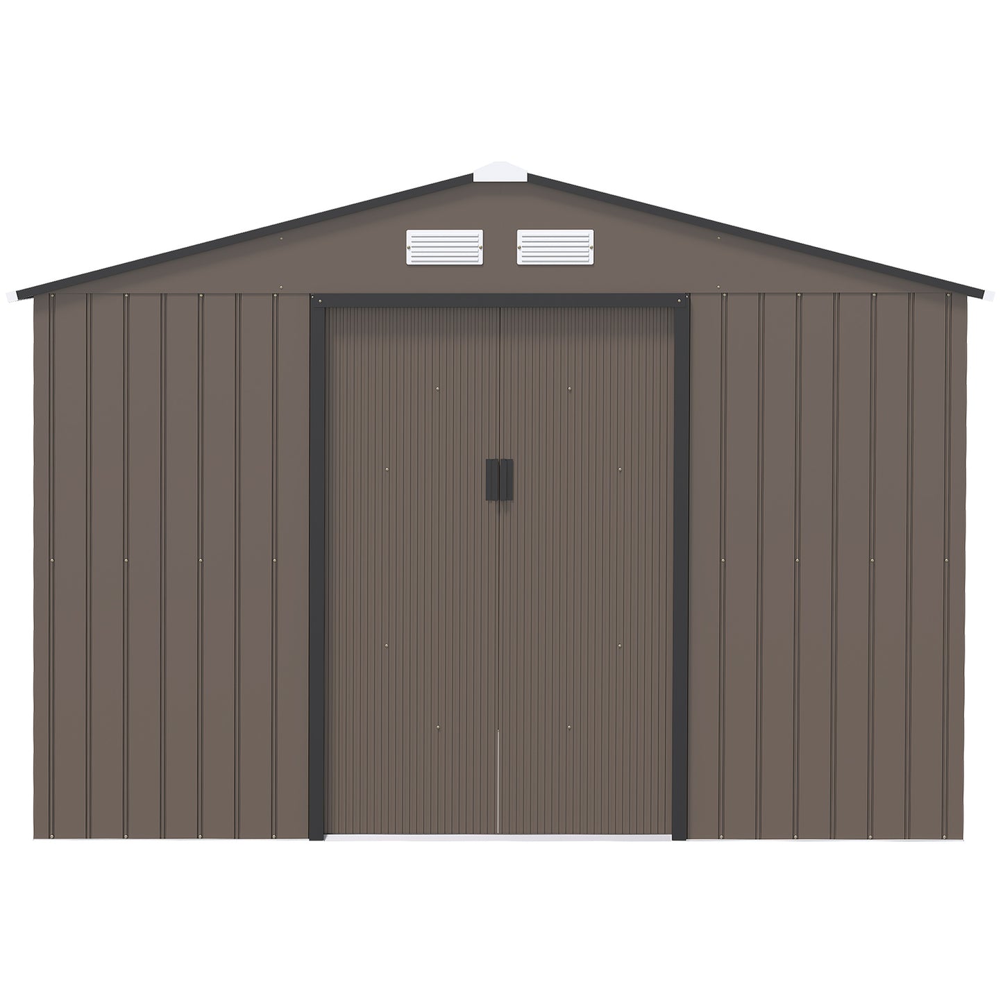 Outsunny 9 x 6ft Metal Garden Shed, with Double Door - Brown