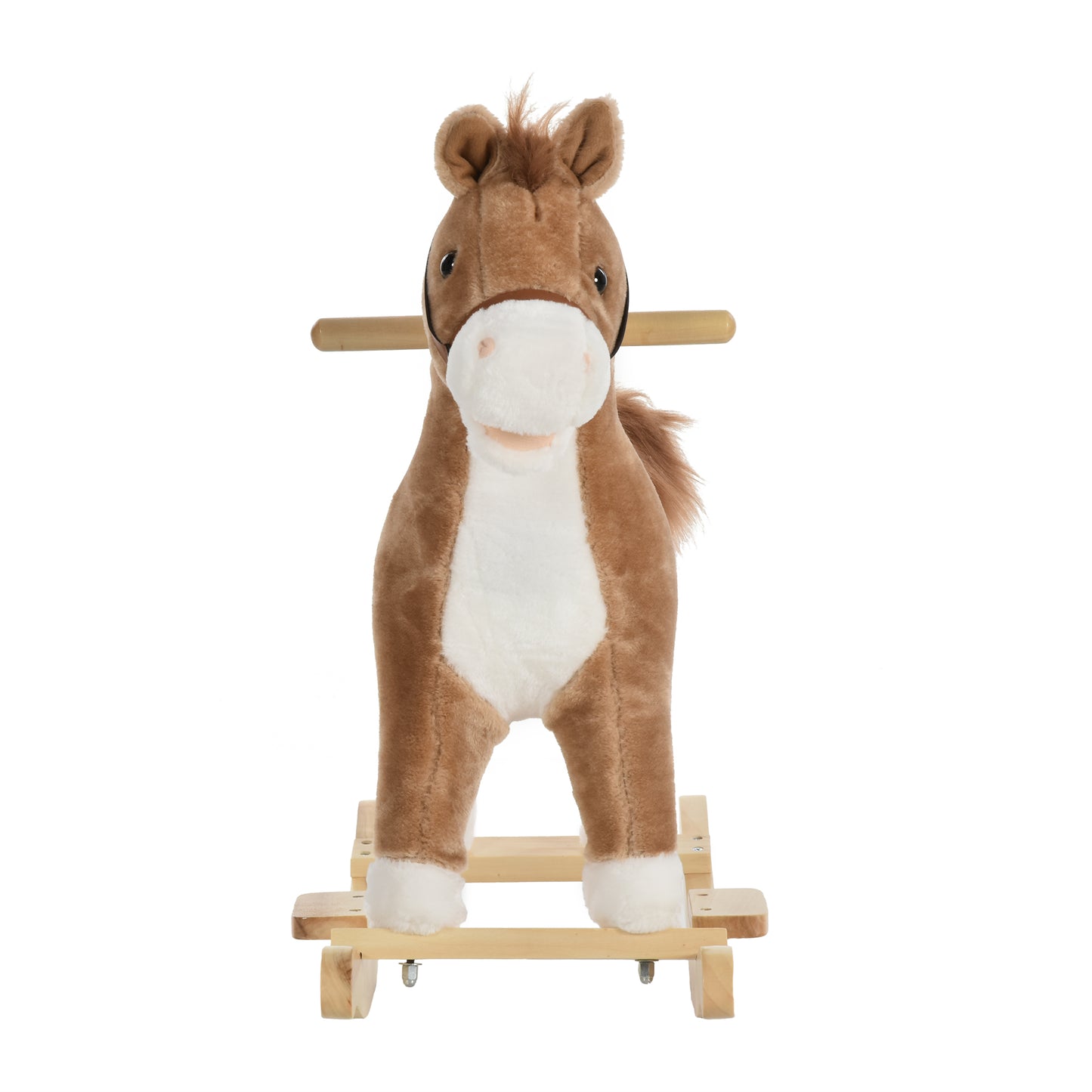 HOMCOM Kids Ride On Plush Rocking Horse w/ Sound Brown