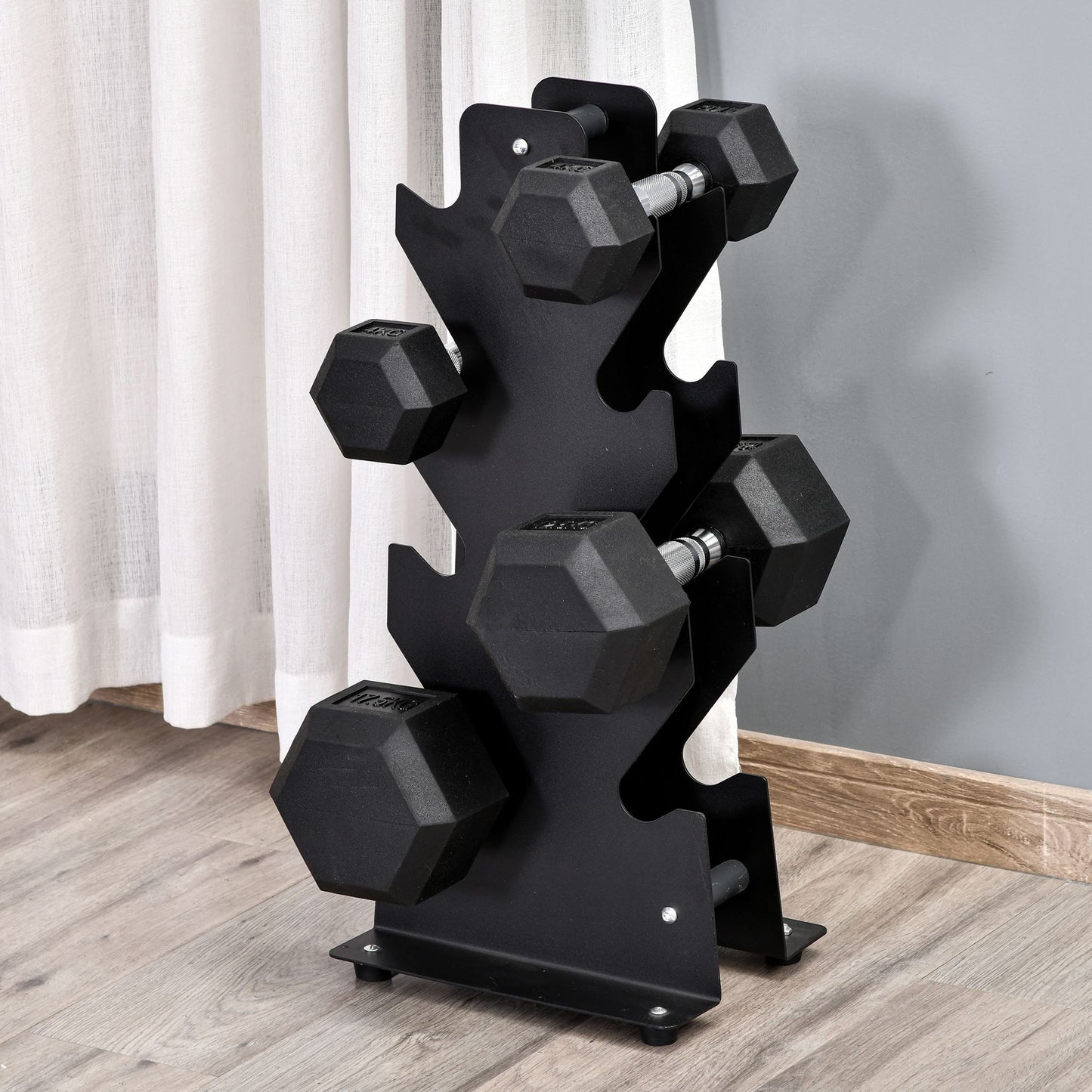 HOMCOM 12.5KG Single Rubber Hex Dumbbell Portable Hand Weights Dumbbell Home Gym