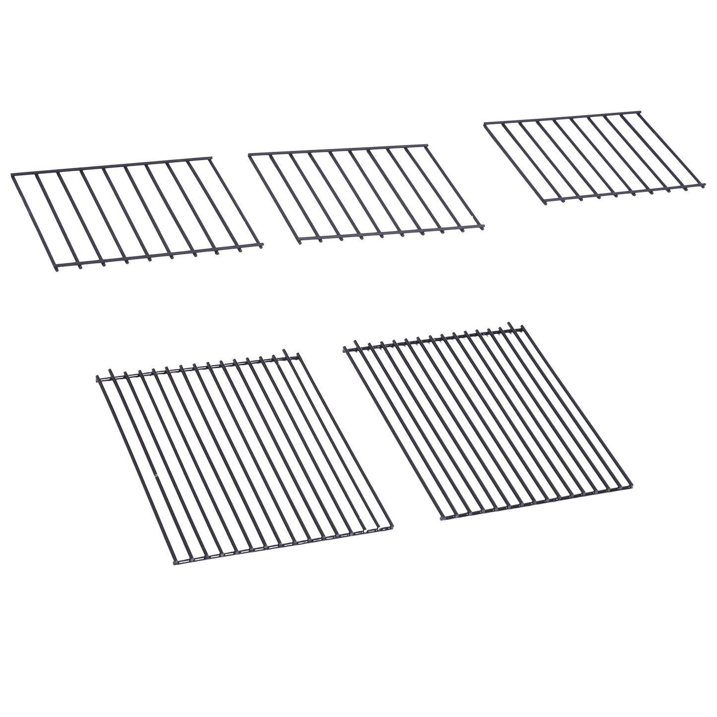 Outsunny Portable Charcoal BBQ Grill, Cold-rolled Steel, Solid Wood, 104H x 124L x53W cm-Black