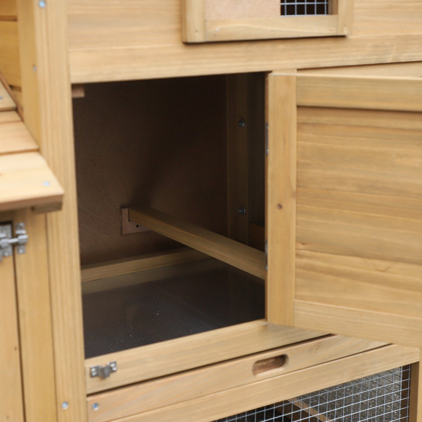 PawHut Chicken Coop, Fir Wood, 150.5Lx54Wx87H cm-Natural Wood Colour