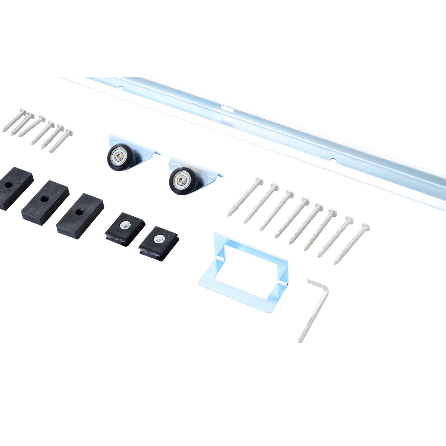 HOMCOM Morden Sliding Barn Door Kit Set for Single Wooden Door, 6FT /1860mm-Silver