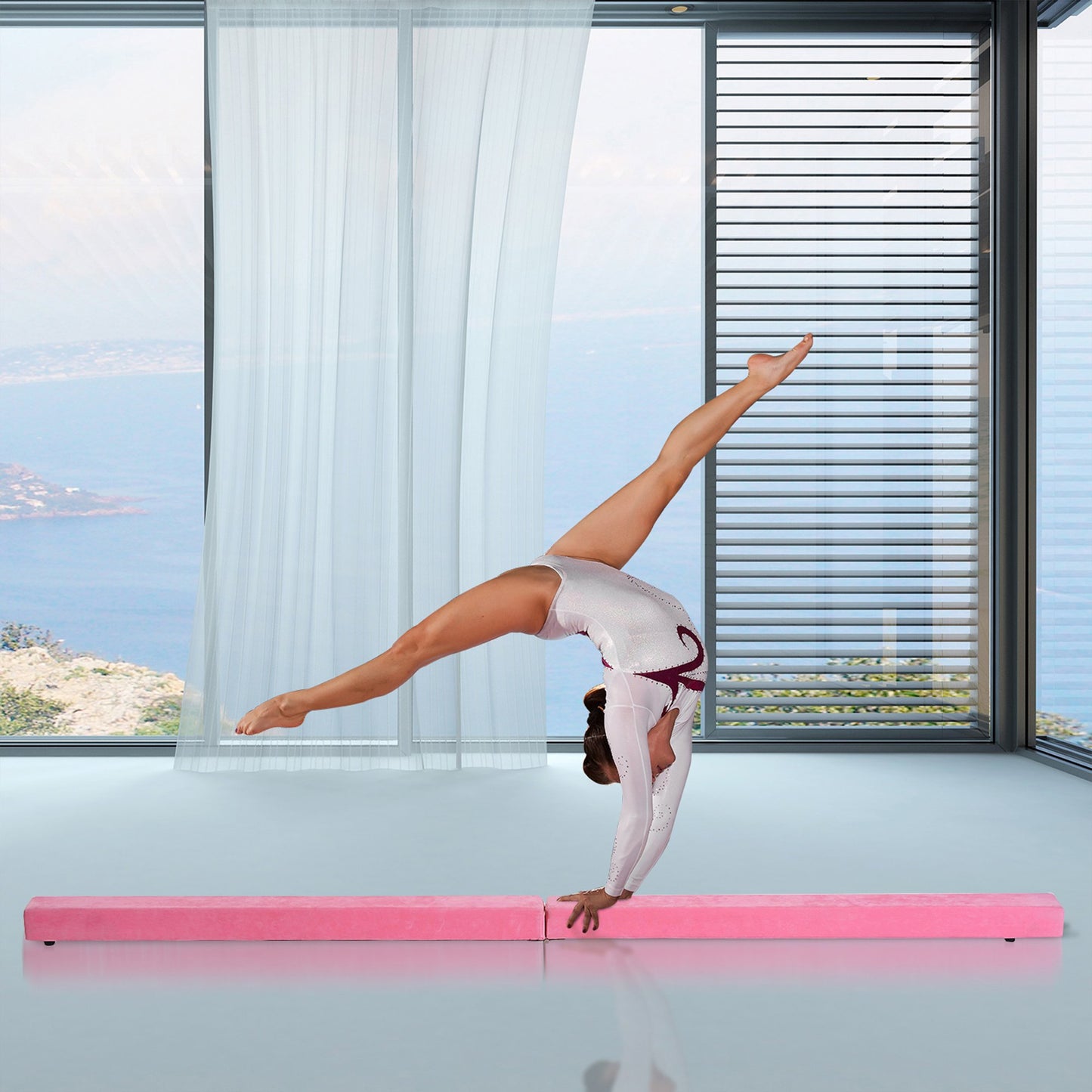 HOMCOM Balance Beam Trainer, 2.1 m-Pink