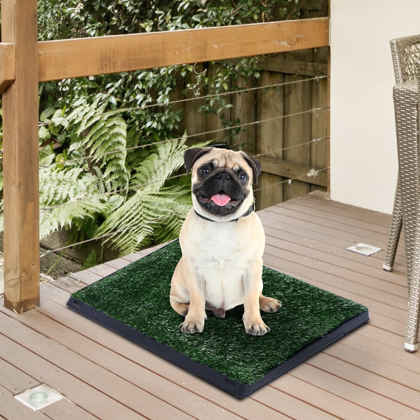 Pawhut Indoor Pet Puppy Toilet Training Mat W/Tray and Loo Pad