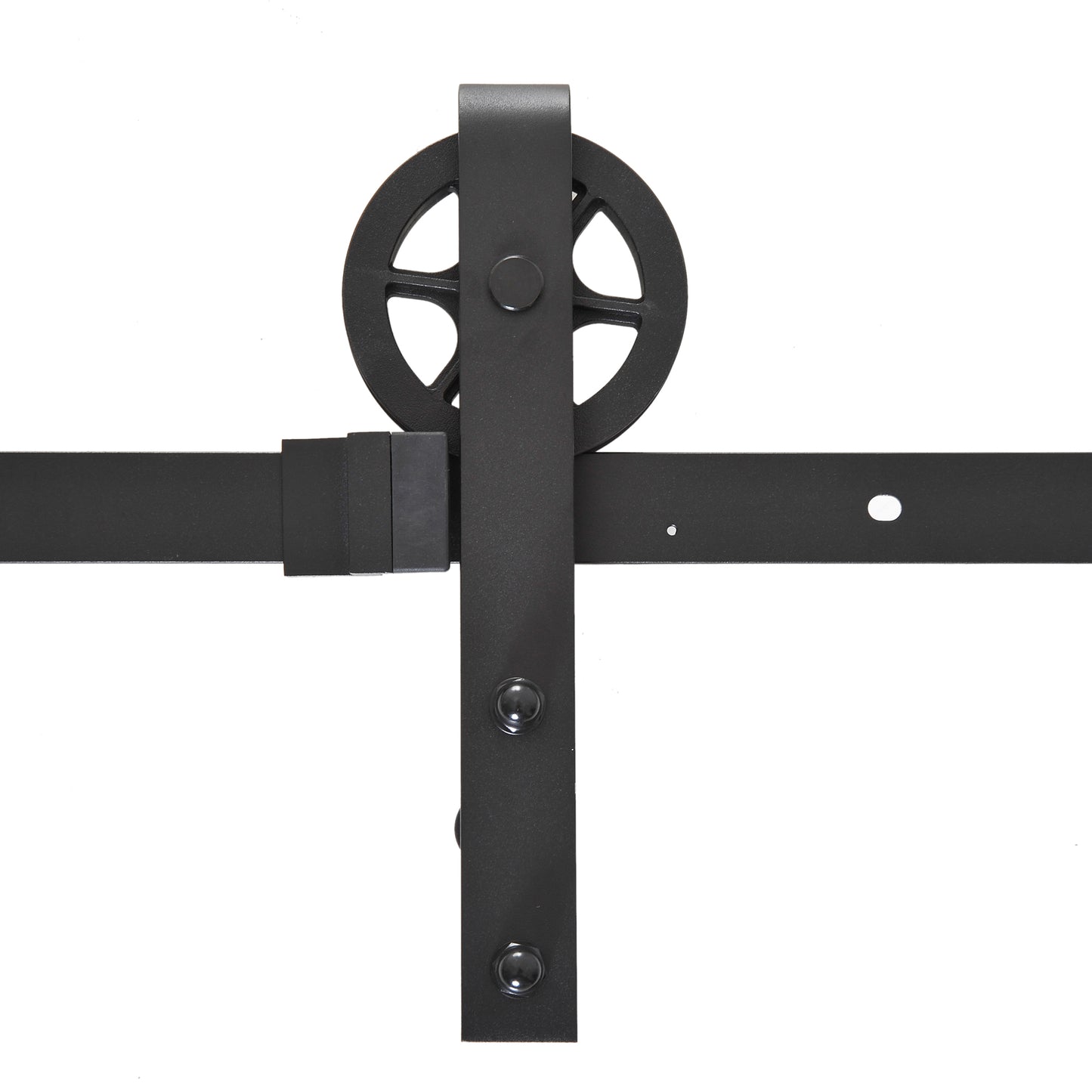 HOMCOM Carbon Steel 6.6 FT Sliding Barn Door Hardware Kit-Frosted Black