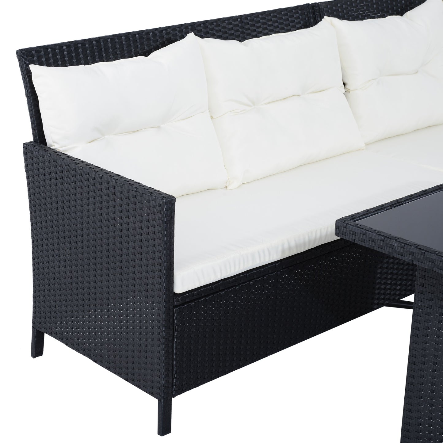 Outsunny 6 Psc Rattan Sofa Set-Black