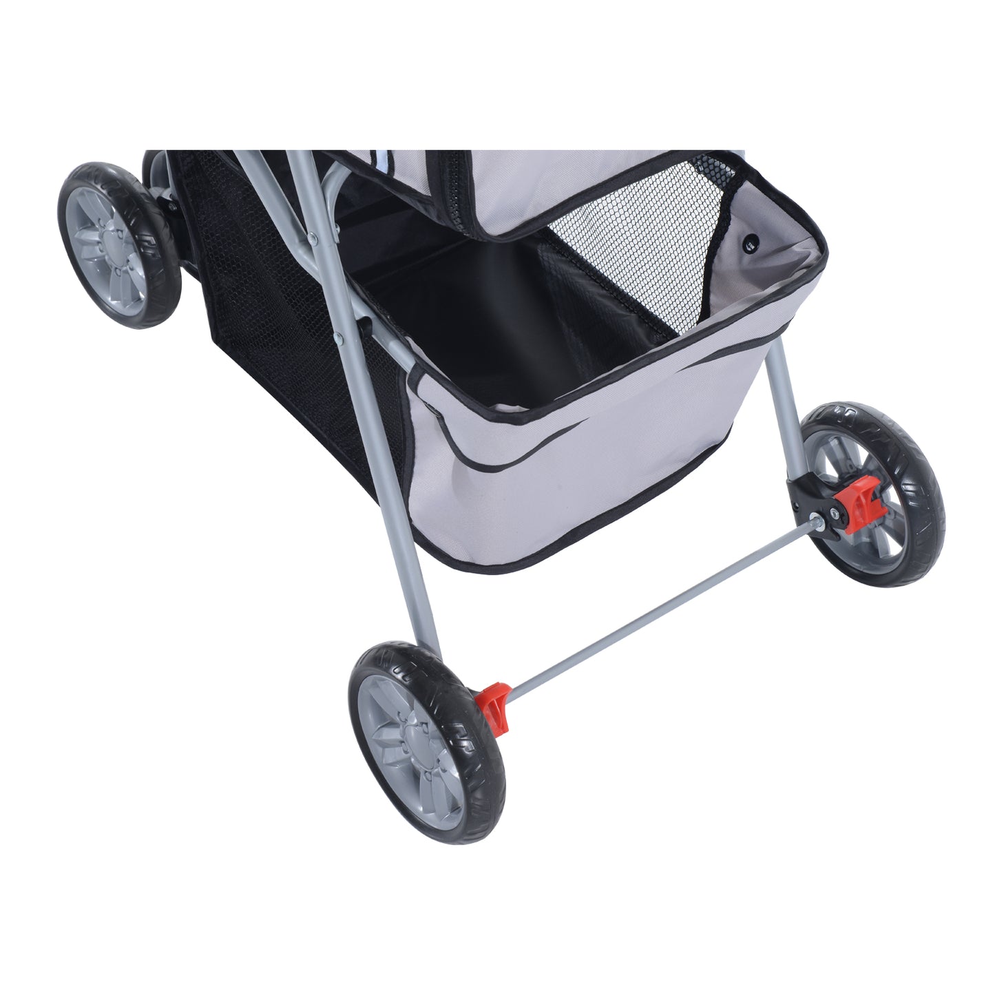 PawHut Dogs Oxford Cloth Three Wheel Pram Grey - Suitable for Small Pets