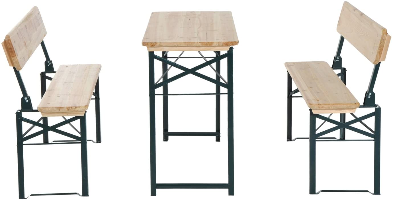 Outsunny 3 pcs Wooden Table Bench Set