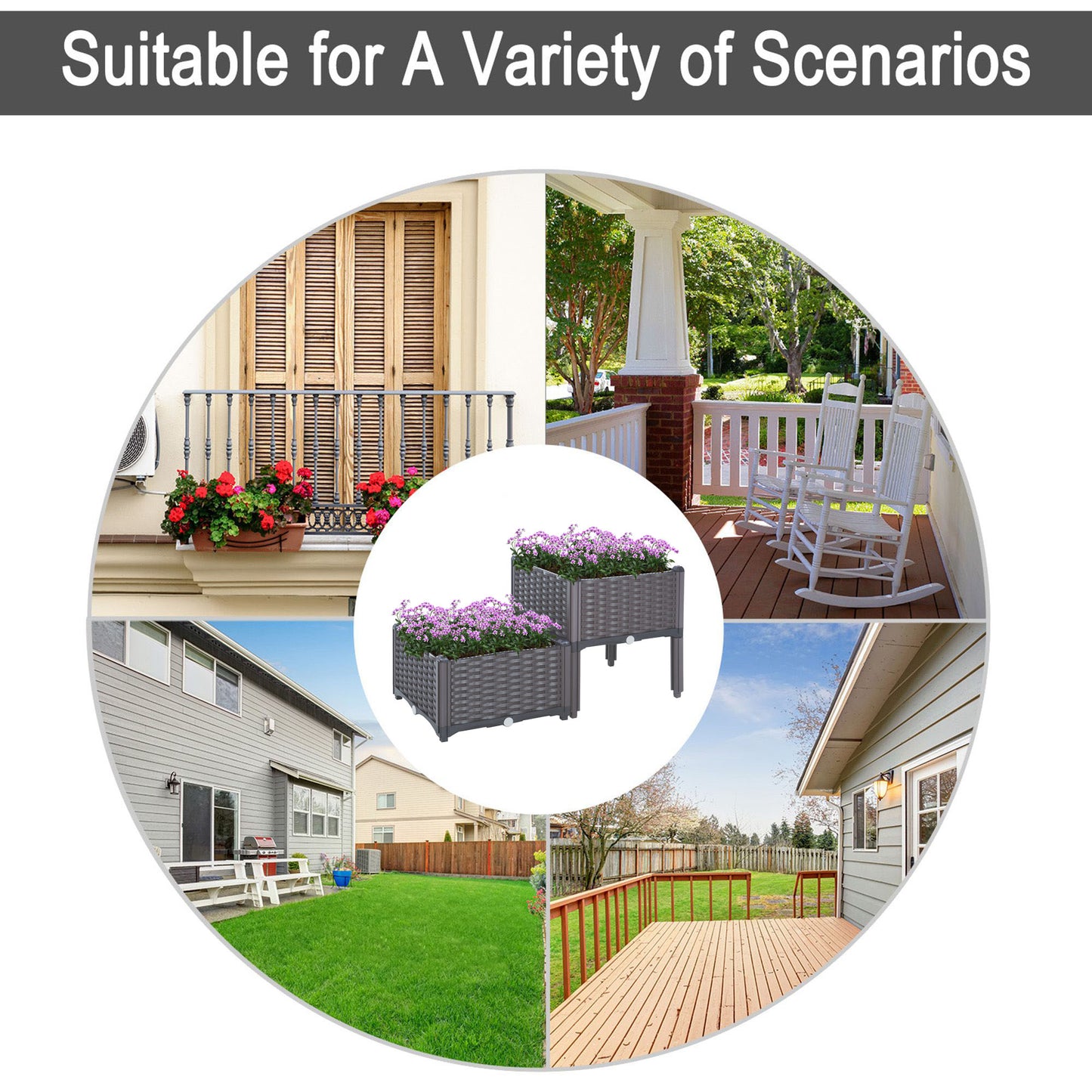 Outsunny PP Set Of 2 Raised Outdoor Garden Planter Box Brown