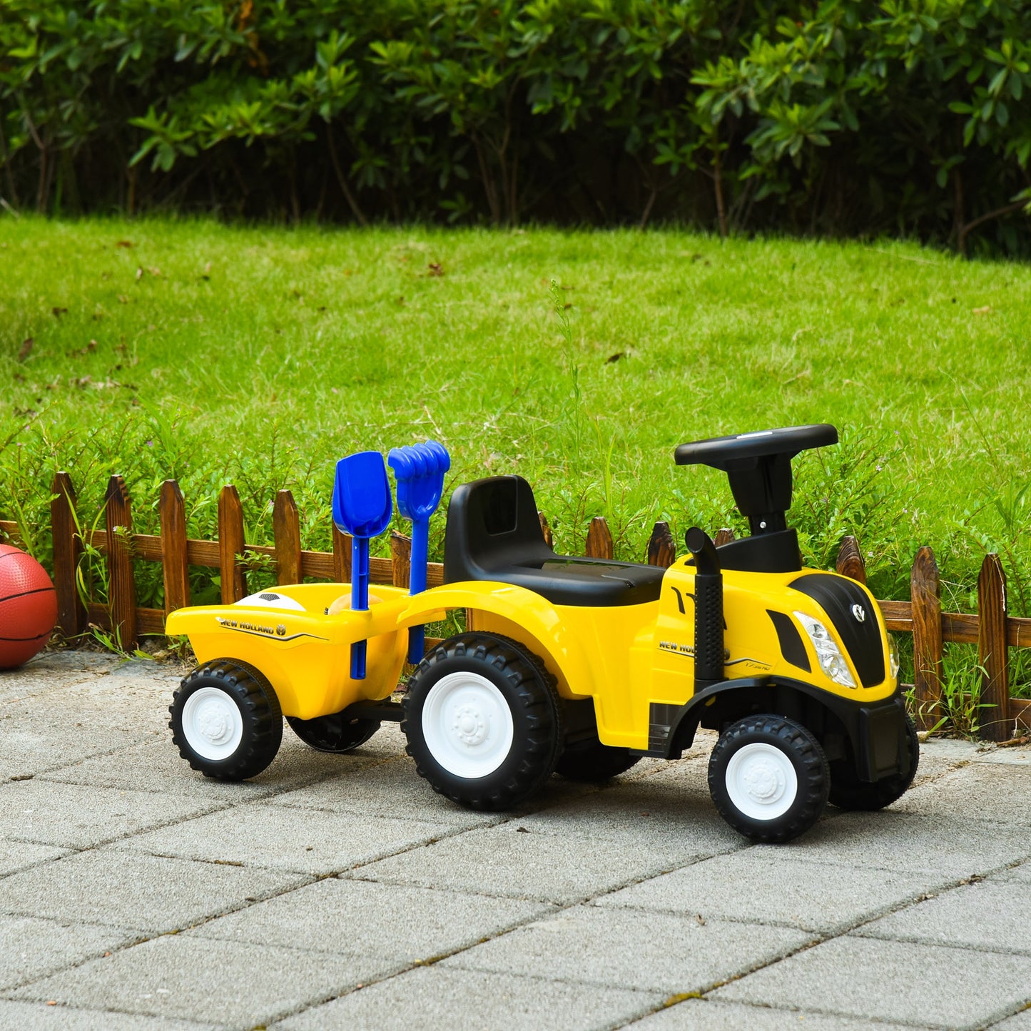 HOMCOM Sliding Car w/Horn No Power Storage Indoor & Outdoor for 12-36 Months Yellow