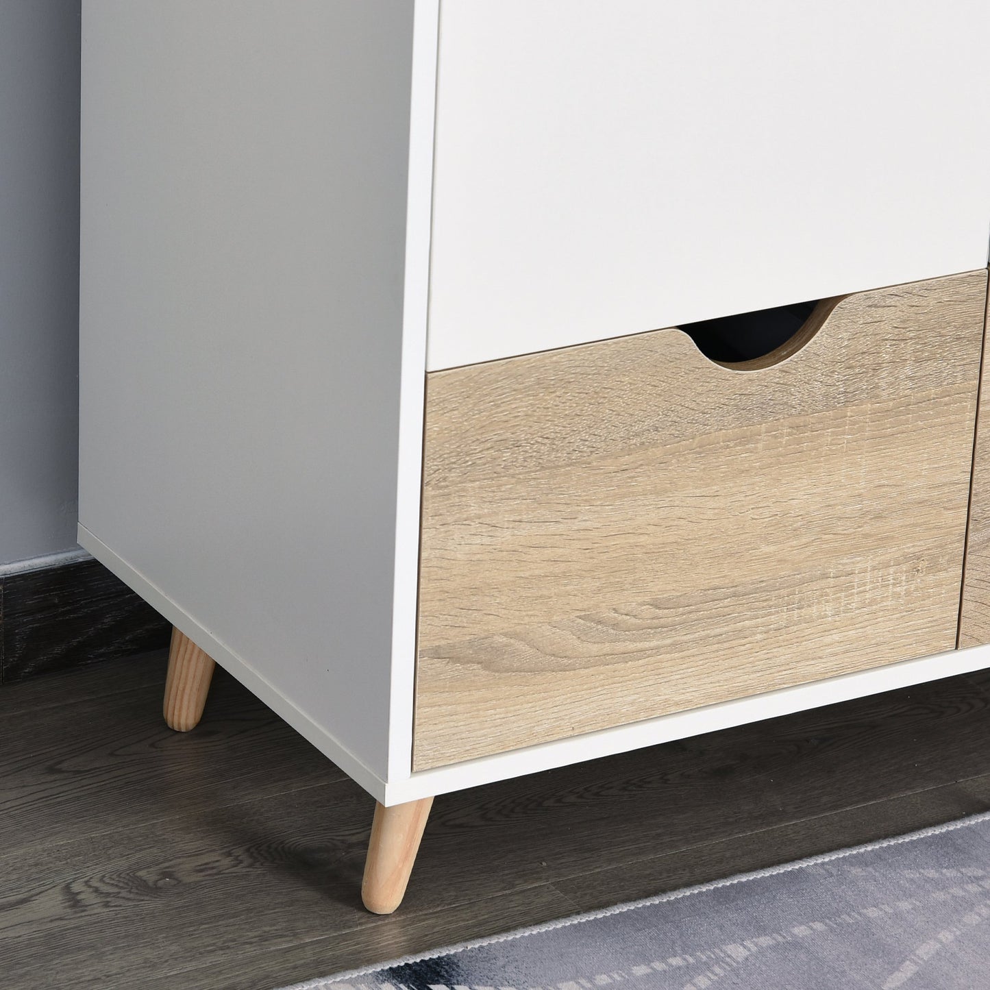 HOMCOM Particle Board 2-Drawer Wardrobe White/Oak