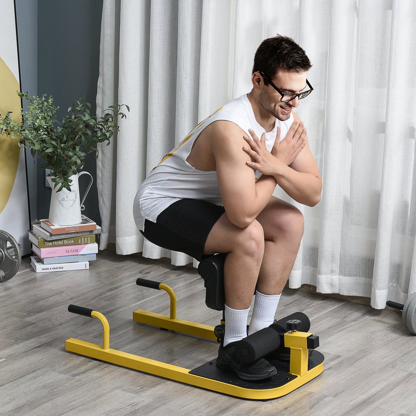 HOMCOM 3-in-1 Conditioning Compact Full Body Workout Ergonomic Sissy Squat Machine