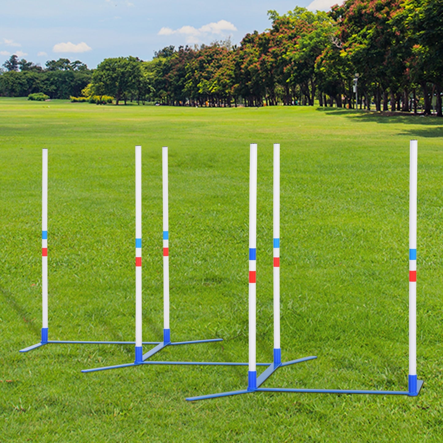 PawHut Dogs Agility Training Polyethylene Weave Poles White/Blue