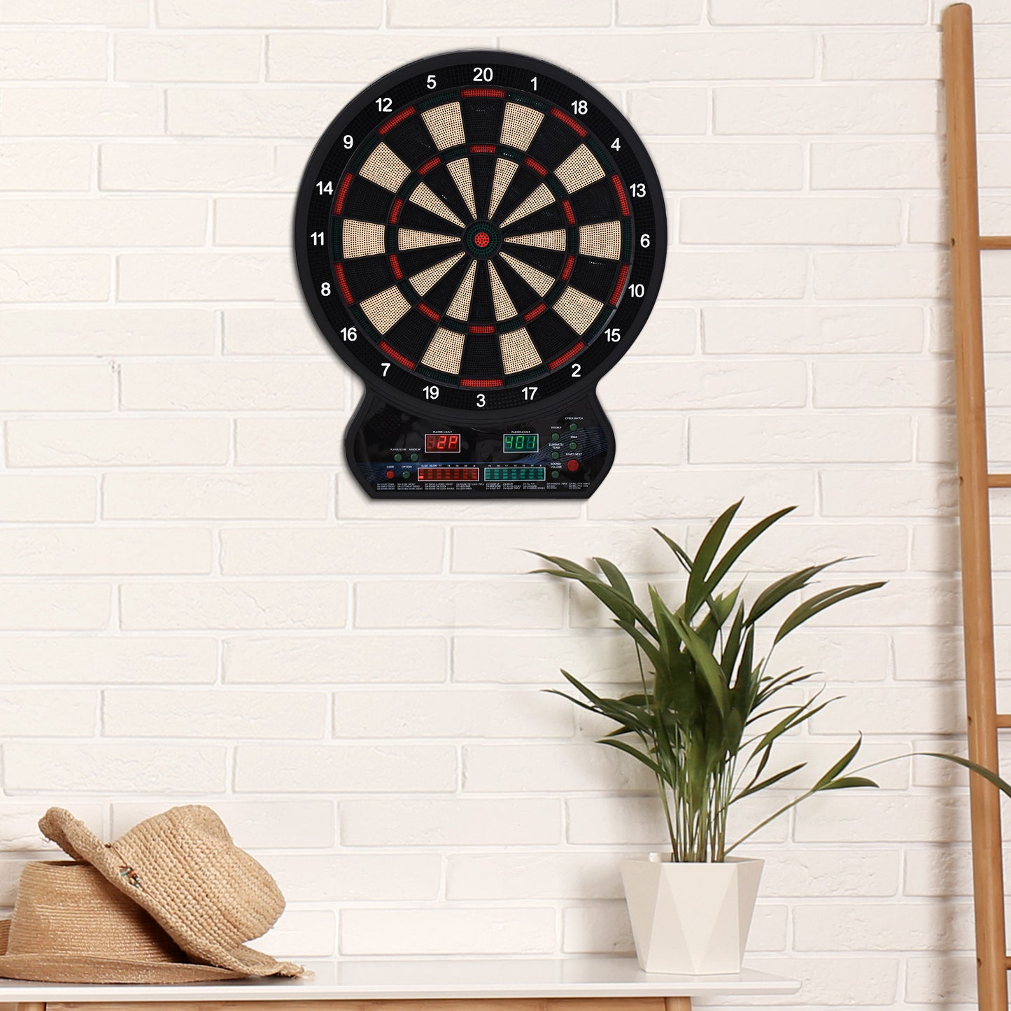 HOMCOM Plastic LED Electronic Dartboard w/ 12 Darts