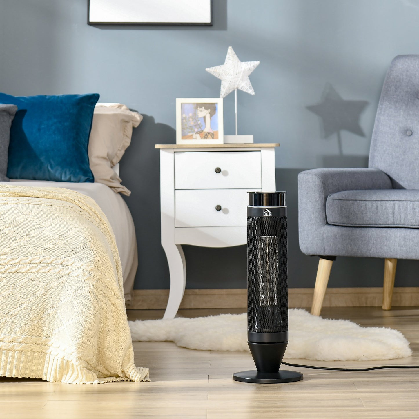 HOMCOM Ceramic Tower Indoor Space Heater w/ 42° Oscillation Remote Control Timer