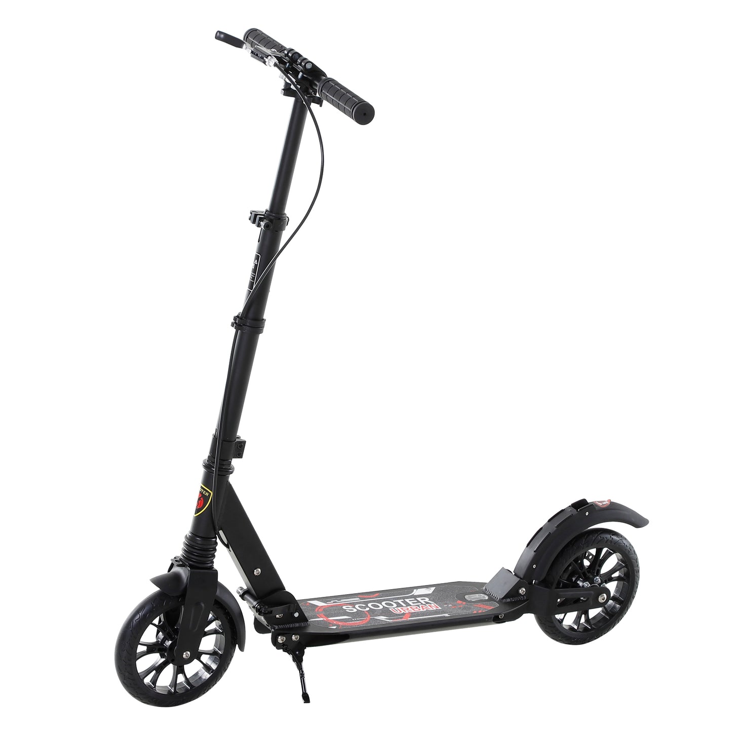 HOMCOM Teen/Adults Aluminium Foldable Kick Scooter w/ Shock Mitigation System Black