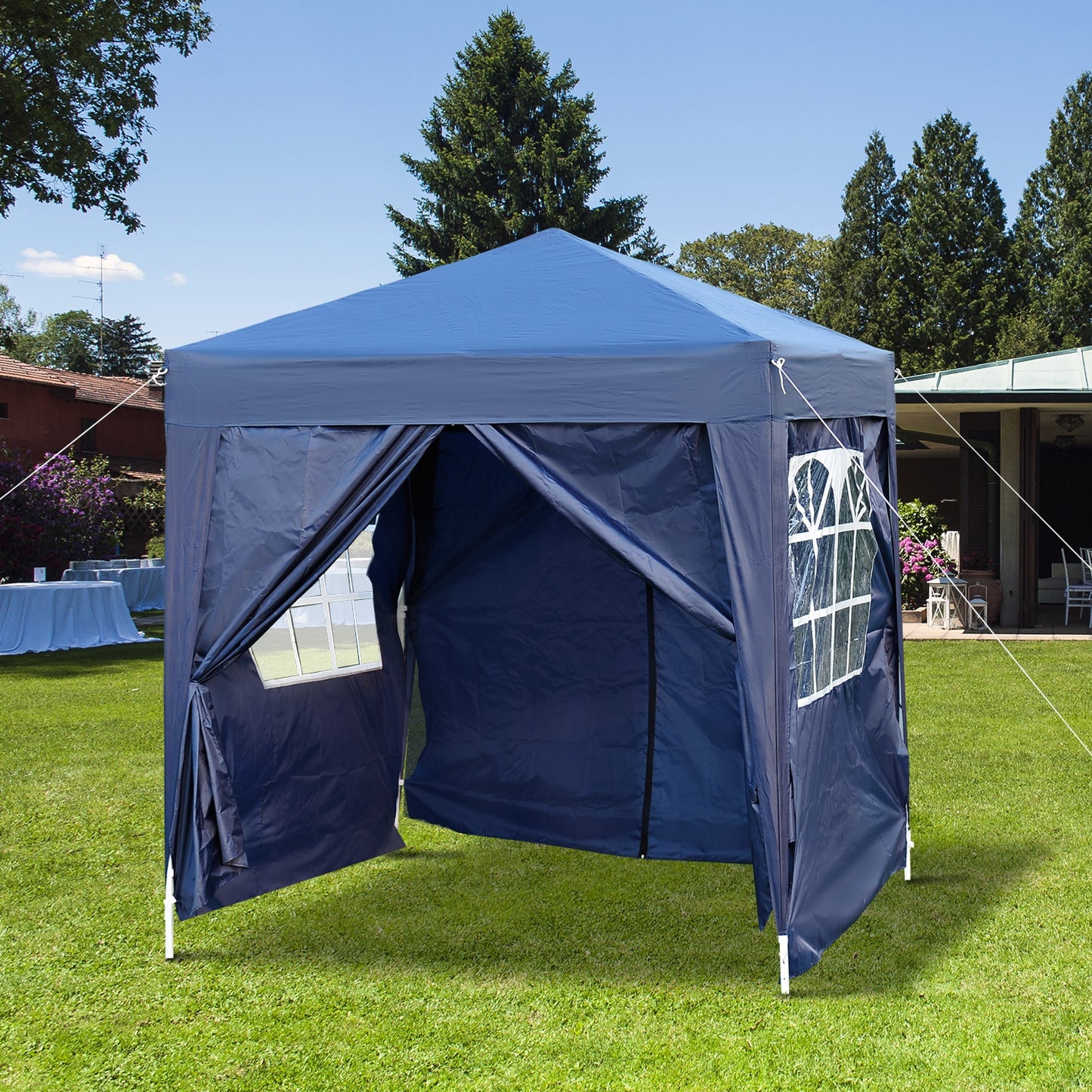 Outsunny Pop Up Gazebo, 2x2 m-Blue