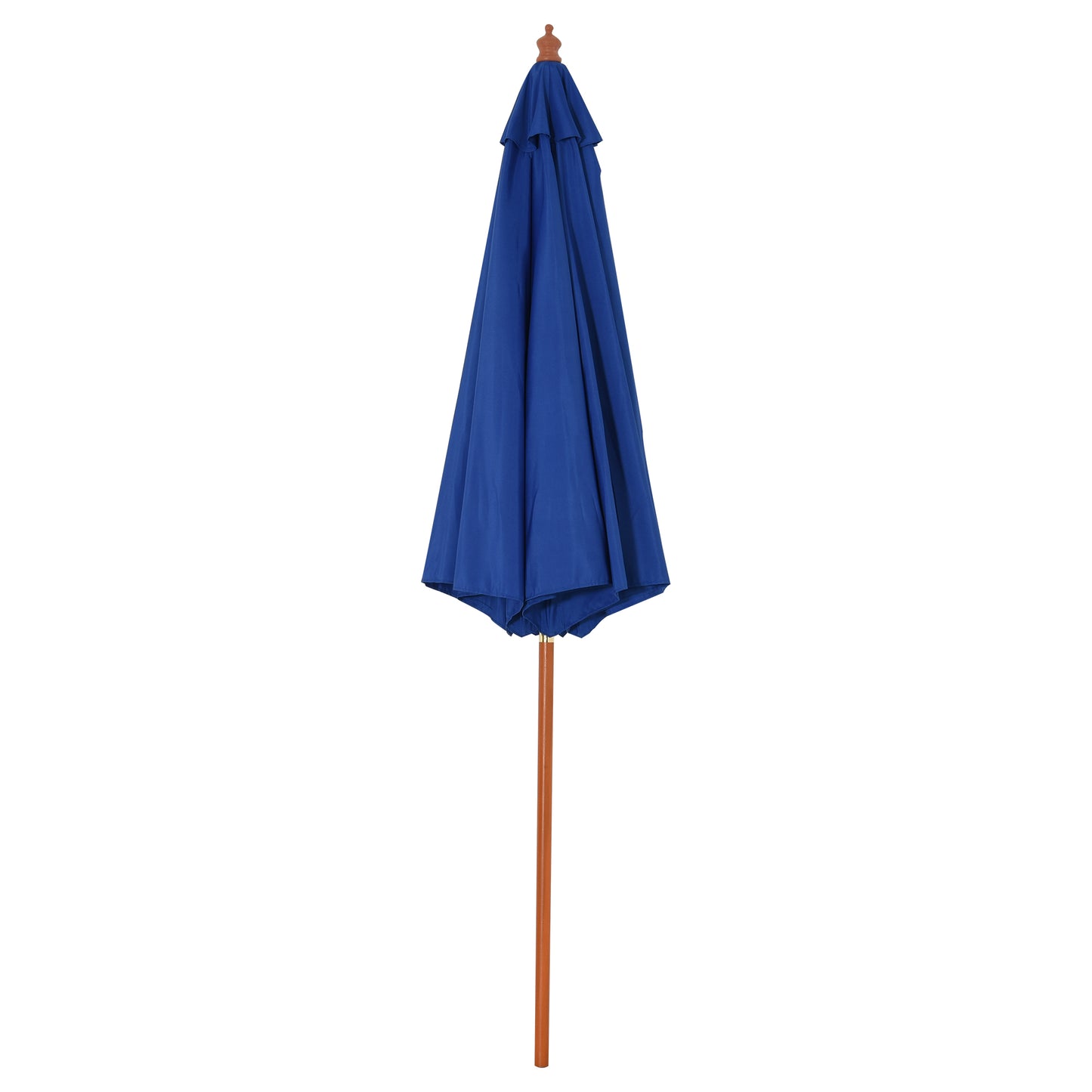 Outsunny 2.5m Wood Garden Parasol Sun Shade Patio Outdoor Market Umbrella Canopy with Top Vent, Blue w/ Vent