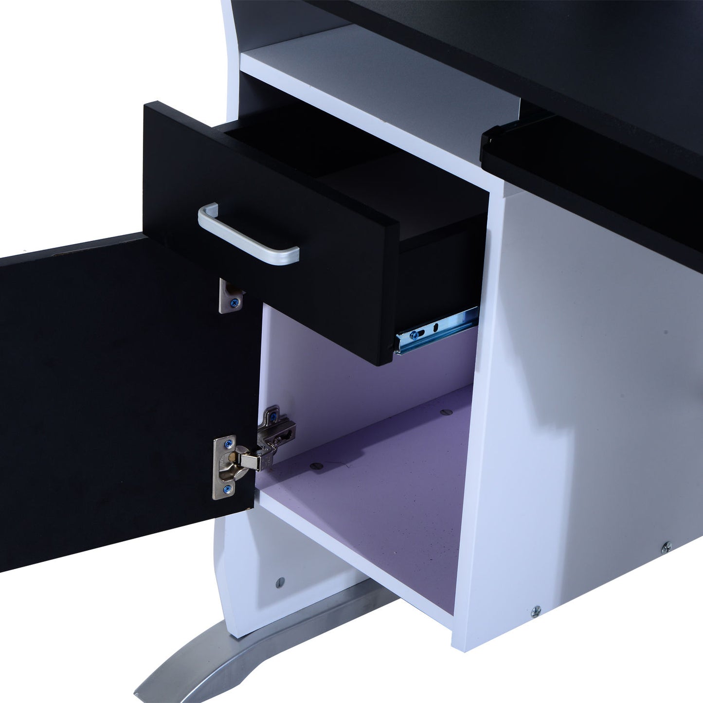 HOMCOM Computer Desk with Sliding Keyboard Tray Storage Drawers and Host Box Shelf-Black