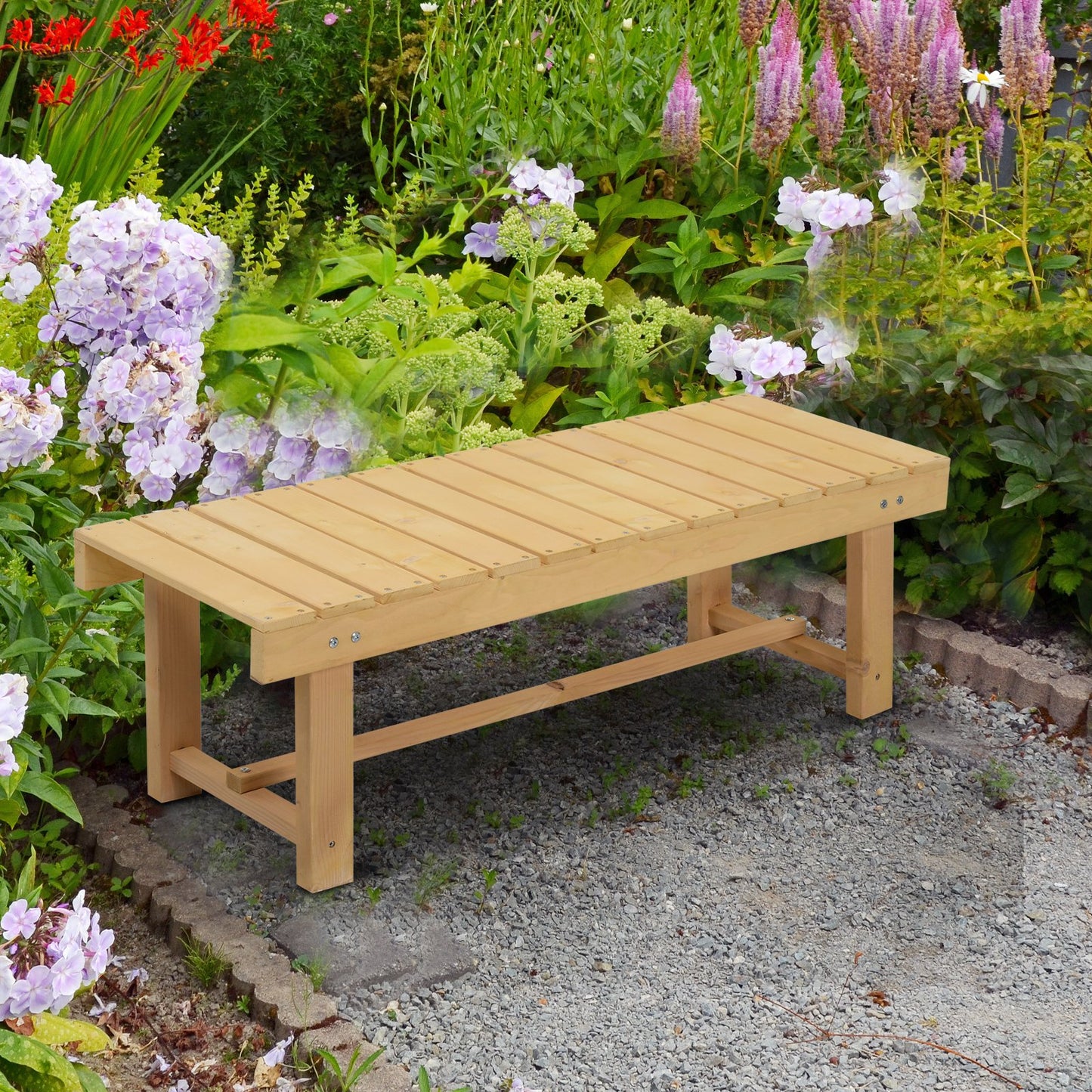 Outsunny 2-Seater Outdoor Garden Fir Wood Patio Bench