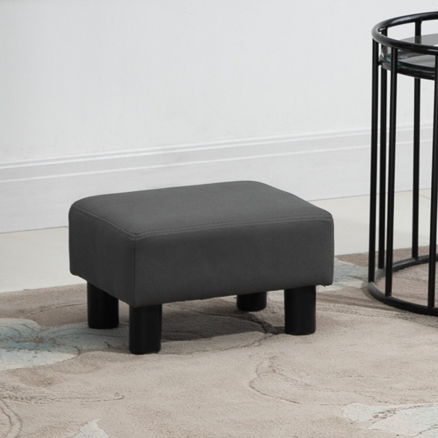 HOMCOM Footstool Ottoman Footrest Seat Chair Luxury Small Grey Home Office