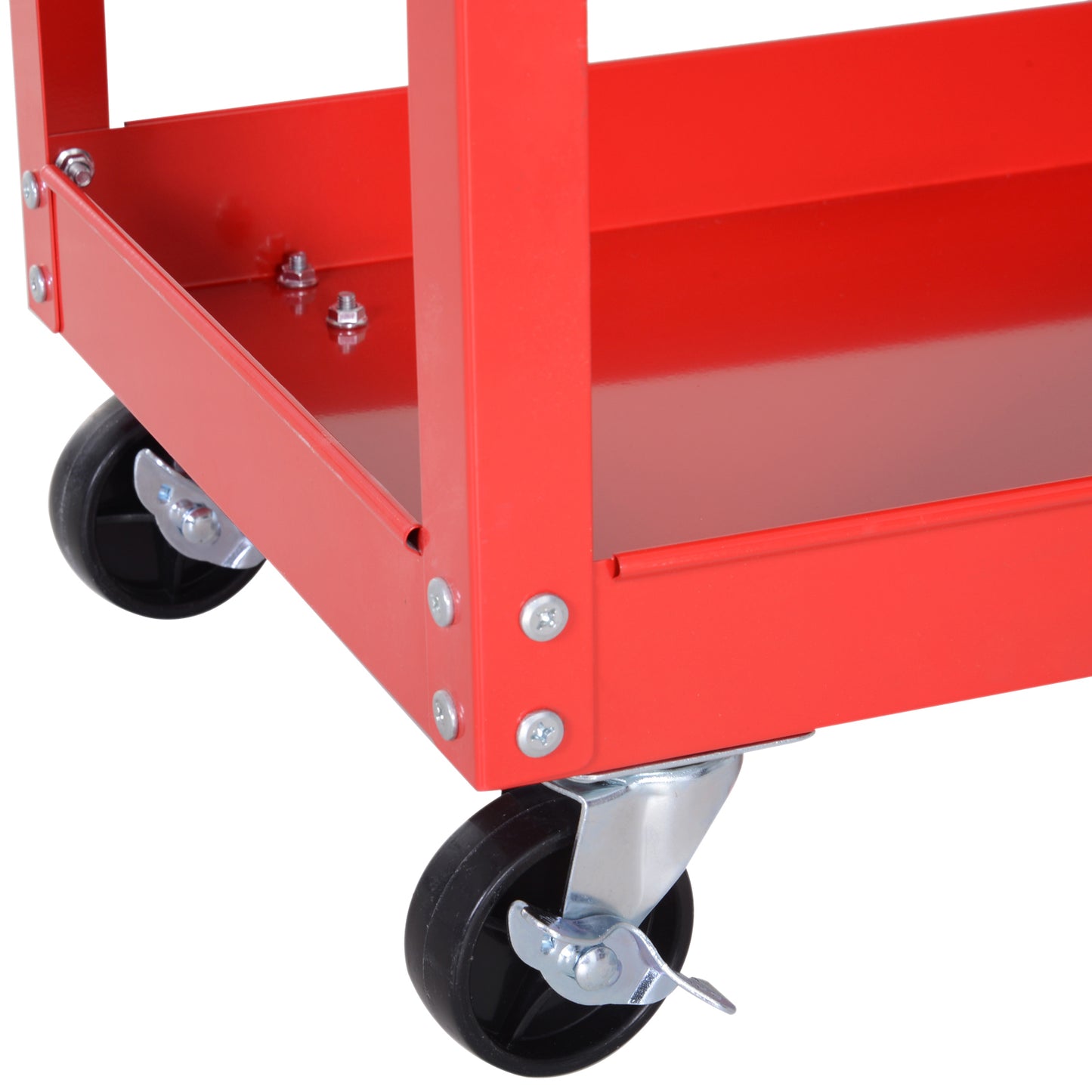 DURHAND 3-Tier Tool Trolley Tool Storage Cart, Steel-Red