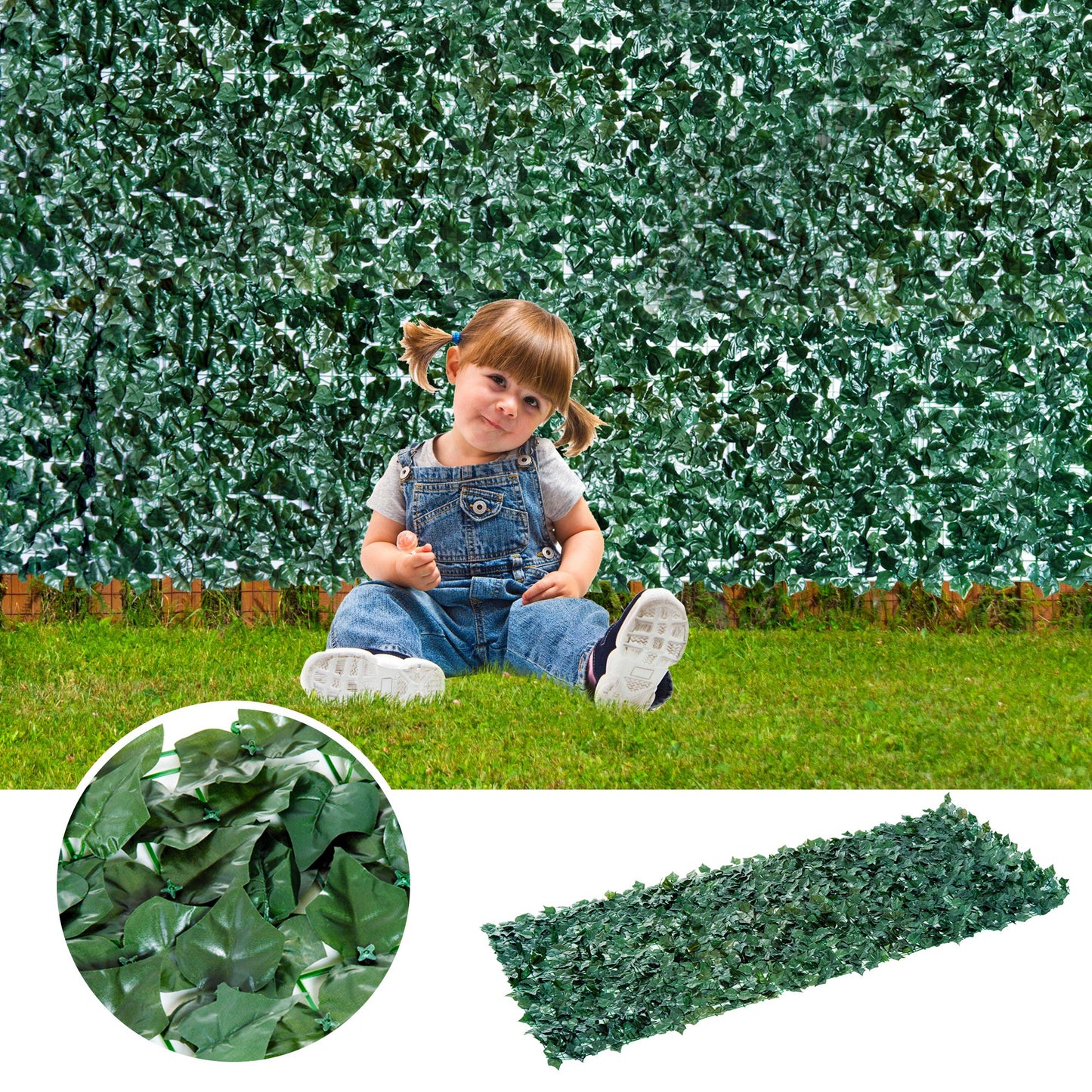Outsunny Artificial Leaf Screen Panel, 3x1 m-Dark Green