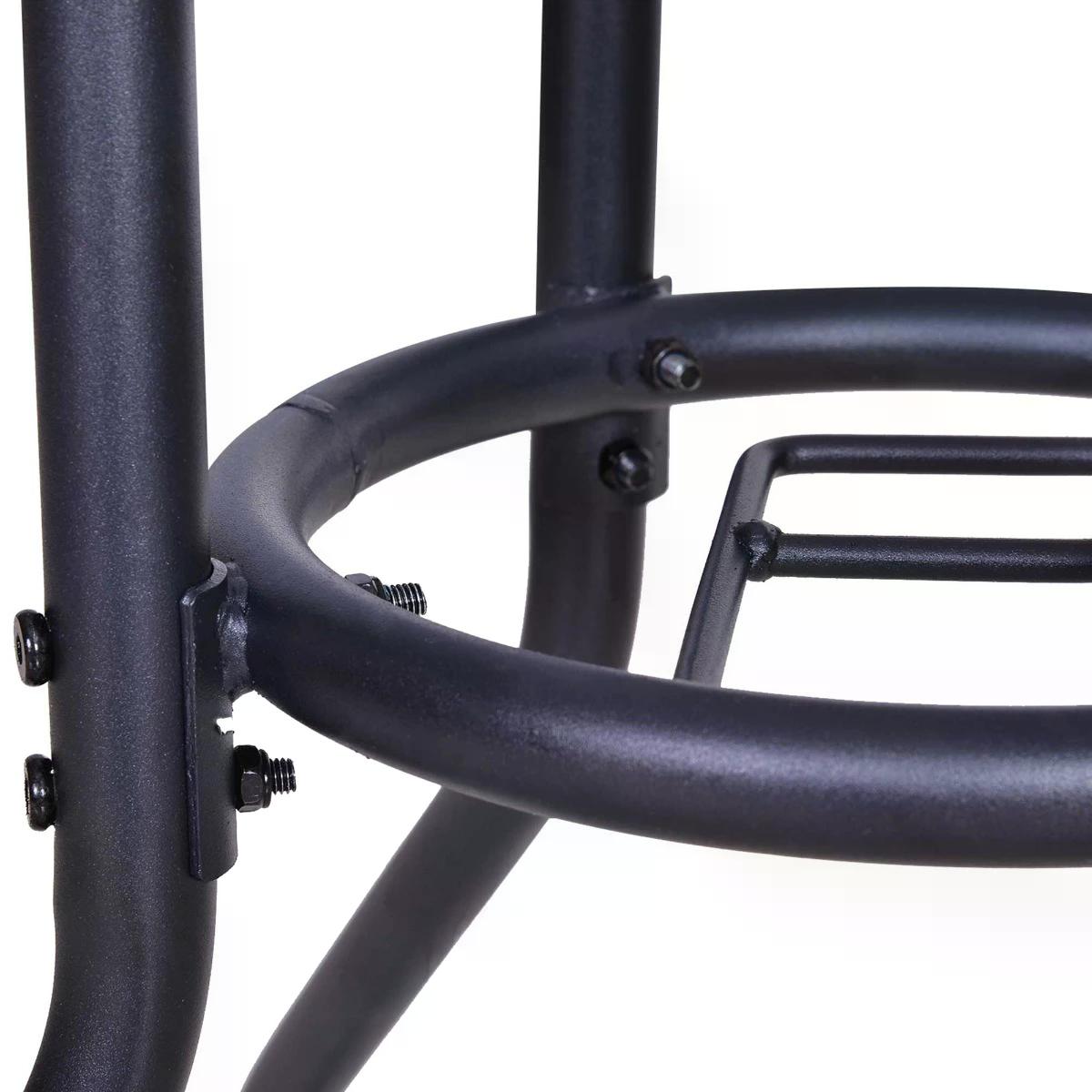 Outsunny Outdoor Ø80cm Round Dining Table Tempered Glass Top Steel Frame Bistro Coffee End Side Table Garden w/ Parasol Hole