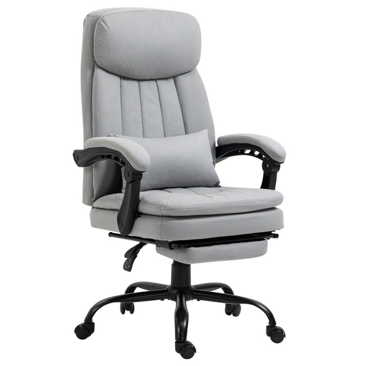 Vinsetto Office Chair Ergonomic Desk Chair with 6Point Vibration Massage and Lumbar Heating Computer Chair with Lumbar Support Pillow 155Â° Reclining Back and Footrest Grey