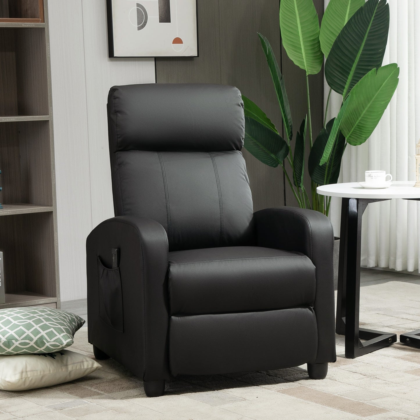 HOMCOM Recliner Sofa Chair PU Leather Massage Armcair w/ Remote Control, Black