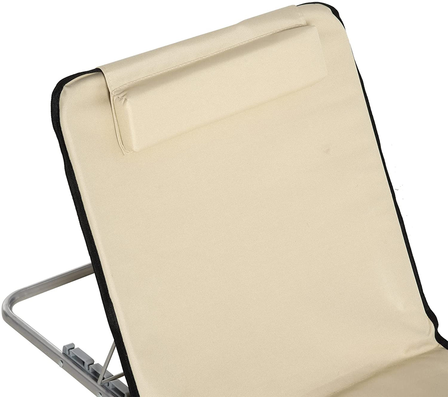 Outsunny Set Of 2 Beach Mat Seat Adjustable Back Metal Frame Fabric Cover Foldable w/ Bag