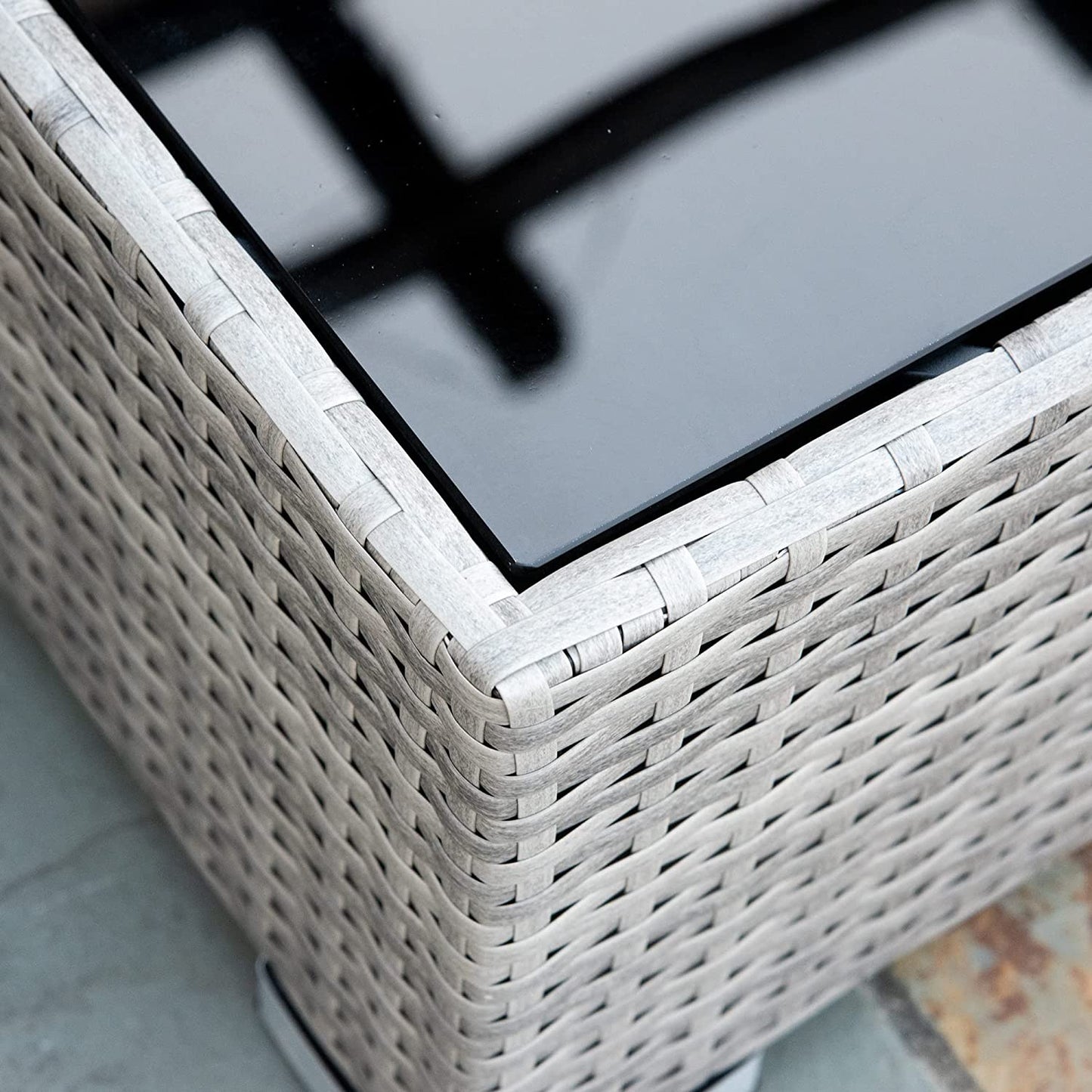 Outsunny 6 Seater Patio PE Rattan Wicker Sofa Set, Outdoor All Weather Conservatory Furniture, w/ Tempered Glass Coffee Table & Cushions