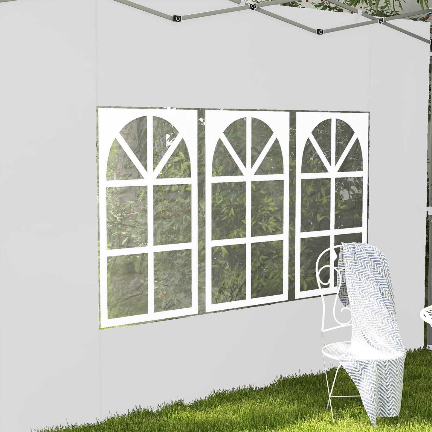 Outsunny Gazebo Side Panels Sides Replacement with Window for 3x3(m) or 3x4m Pop Up Gazebo 2 Pack White
