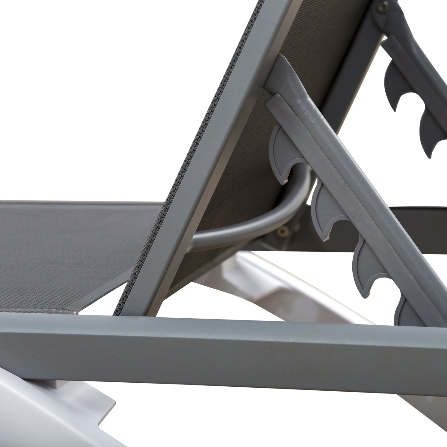 Outsunny Outdoor Chaise Patio Lounge with 5-Level Adjustable Back Wheels Texteline Grey