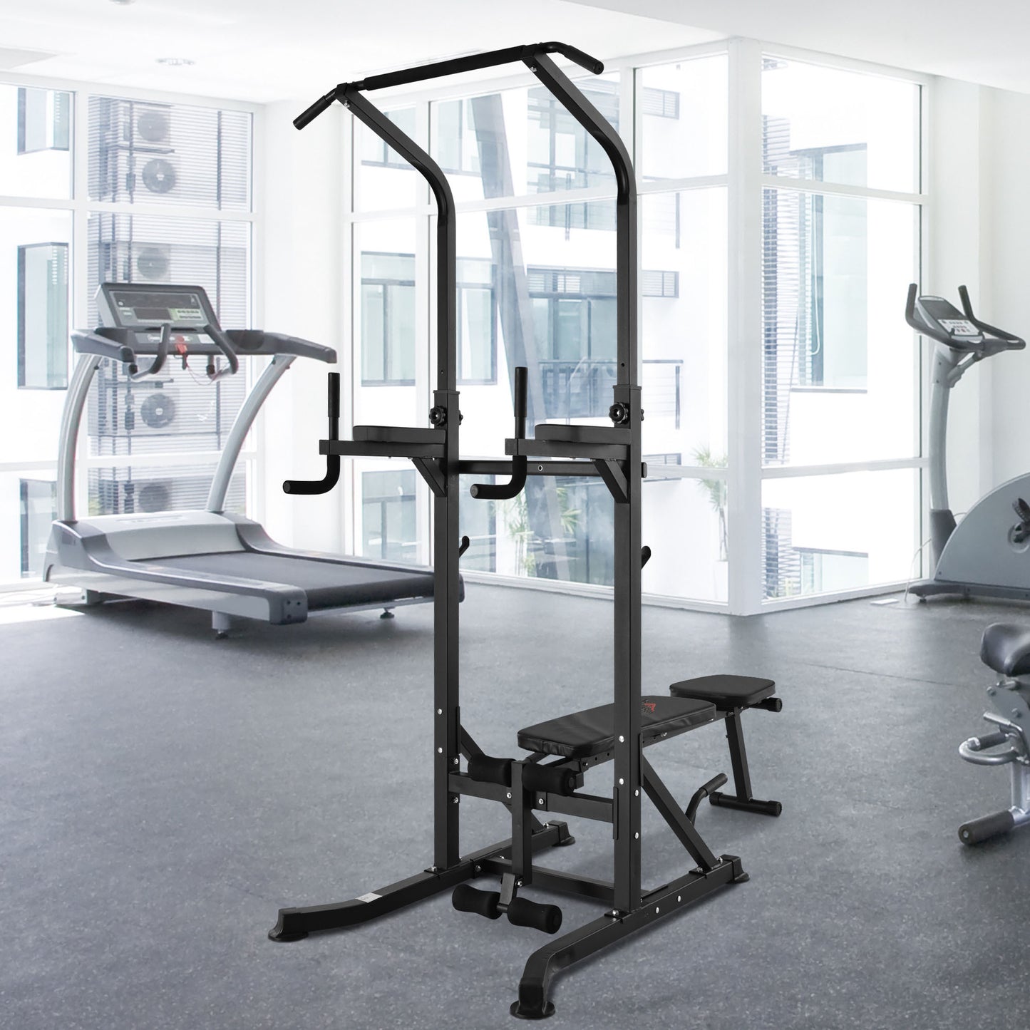 HOMCOM Adjustable&Folded Dip Stands Multi-Function Pull-ups Sit-ups, Fitness tools Gym Home