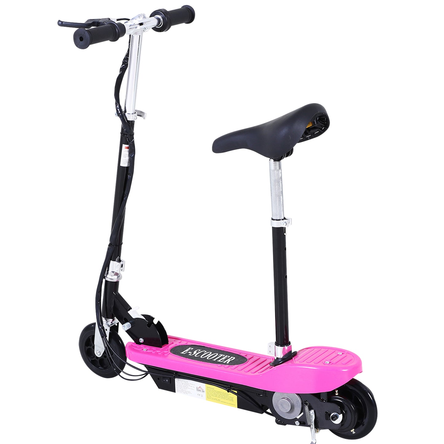 HOMCOM Foldable Electric Scooter for Kids 12V 120W W/Brake Kickstand-Pink