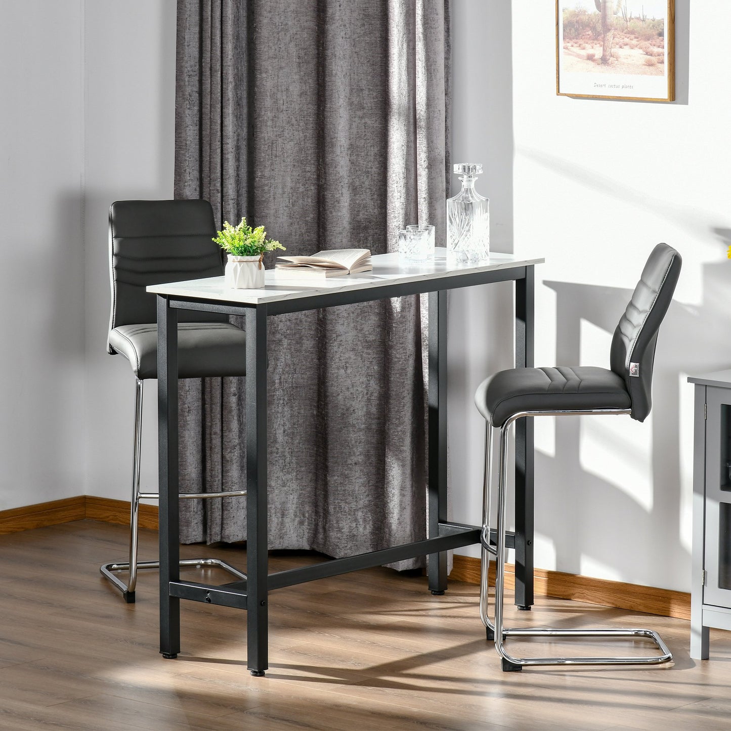 HOMCOM Bar Table Breakfast Dining Table Coffee Table with Adjustable Footpads