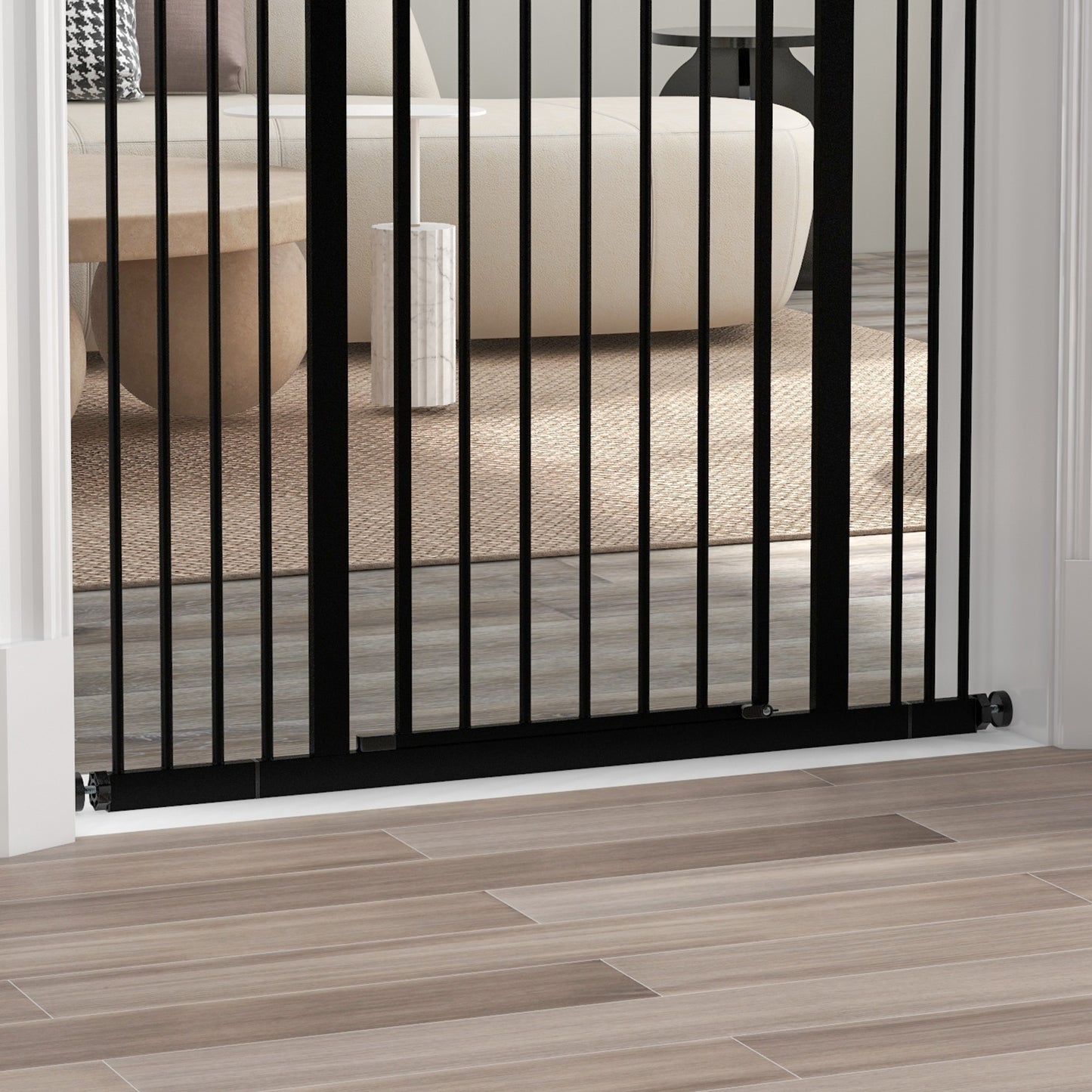 PawHut Metal Pet Safety Gate Dog Gate Folding Fence, Black