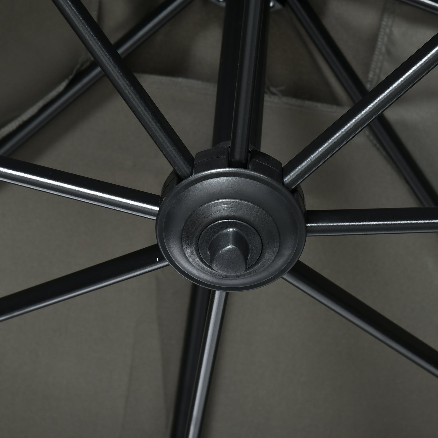 Outsunny 2.5 x 2.5m Patio Offset Parasol Umbrella Cantilever Hanging Aluminium Sun Shade Canopy Shelter 360° Rotation with Crank Handle and Cross Base, Grey