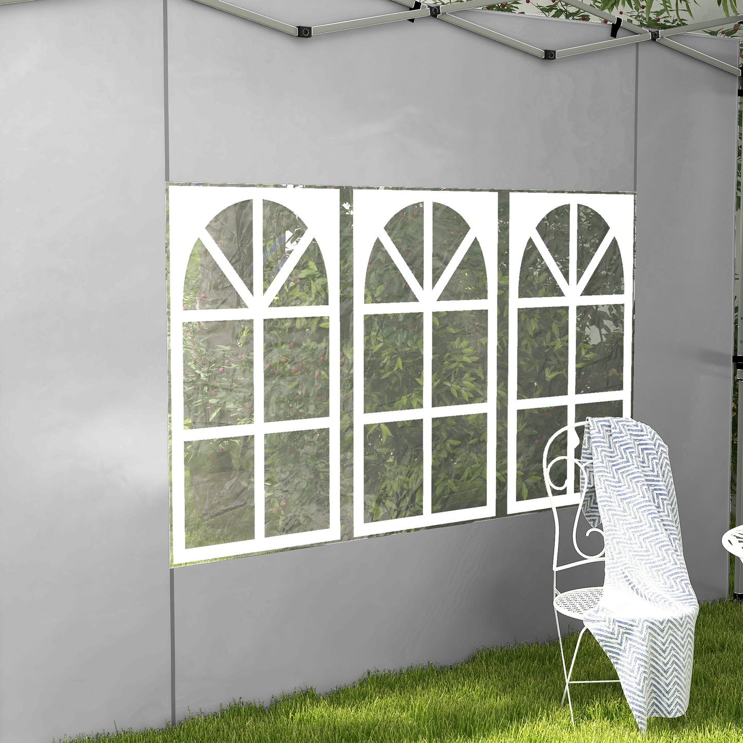 Outsunny Gazebo Side Panels Sides Replacement with Window for 3x3(m) or 3x4m Pop Up Gazebo 2 Pack Grey