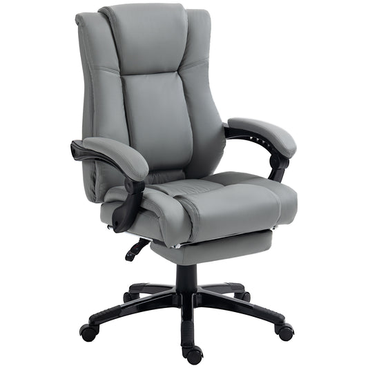 Vinsetto PU Leather Office Chair Swivel Computer Chair with Footrest Wheels Adjustable Height Grey