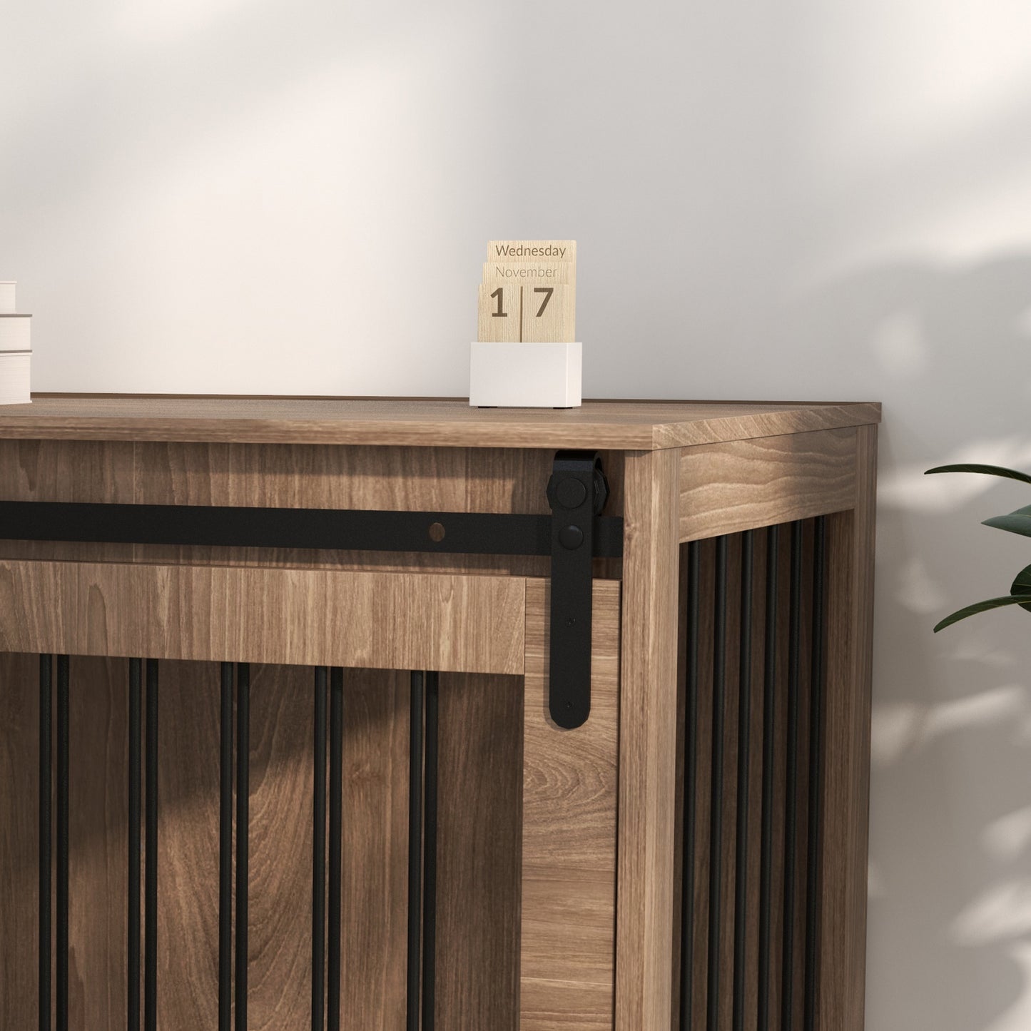 PawHut 118cm Dog Crate Furniture with Removable Cushion for XL Dogs Brown